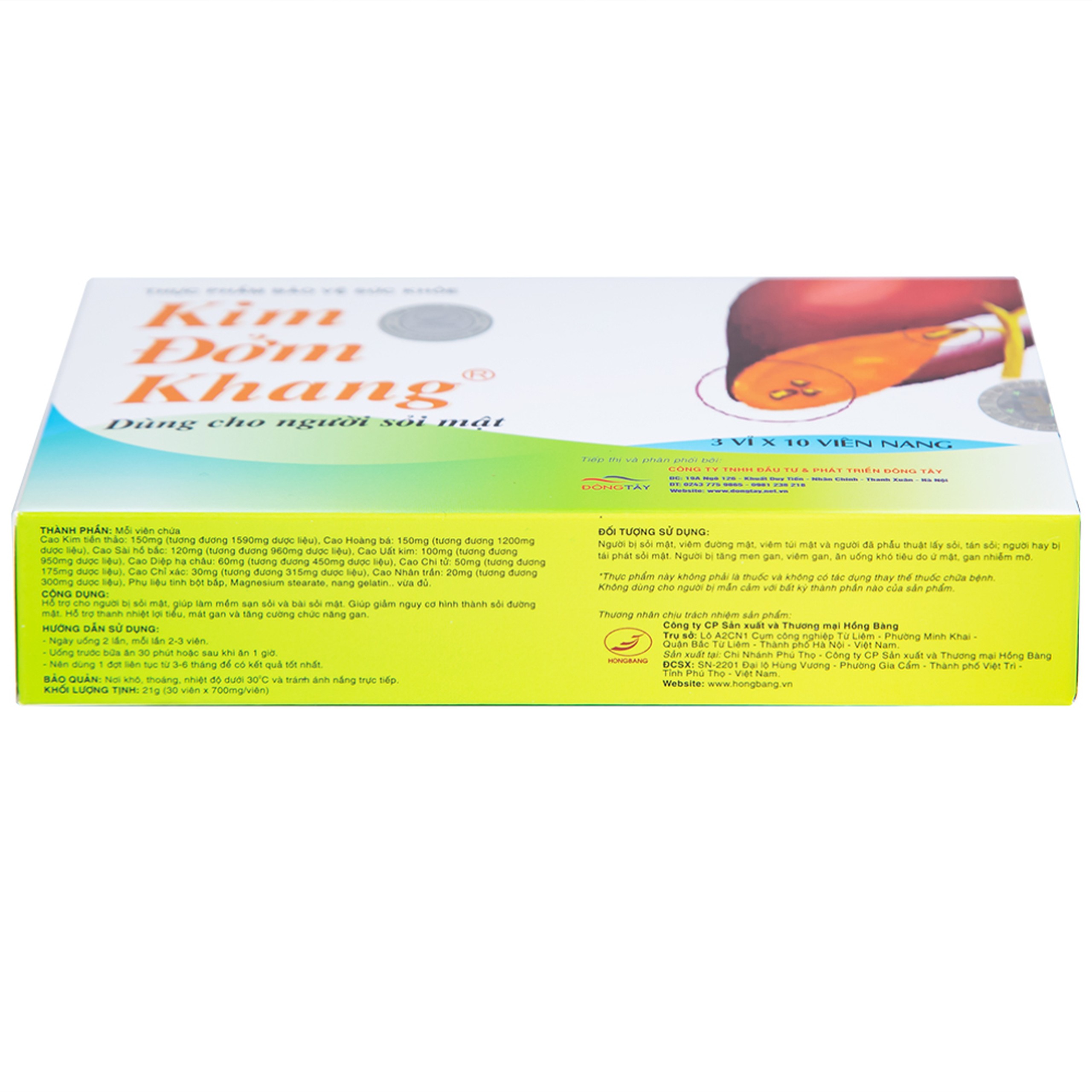 Viên uống Kim Đởm Khang Hồng Bàng hỗ trợ cho người bị sỏi mật (3 vỉ x 10 viên)