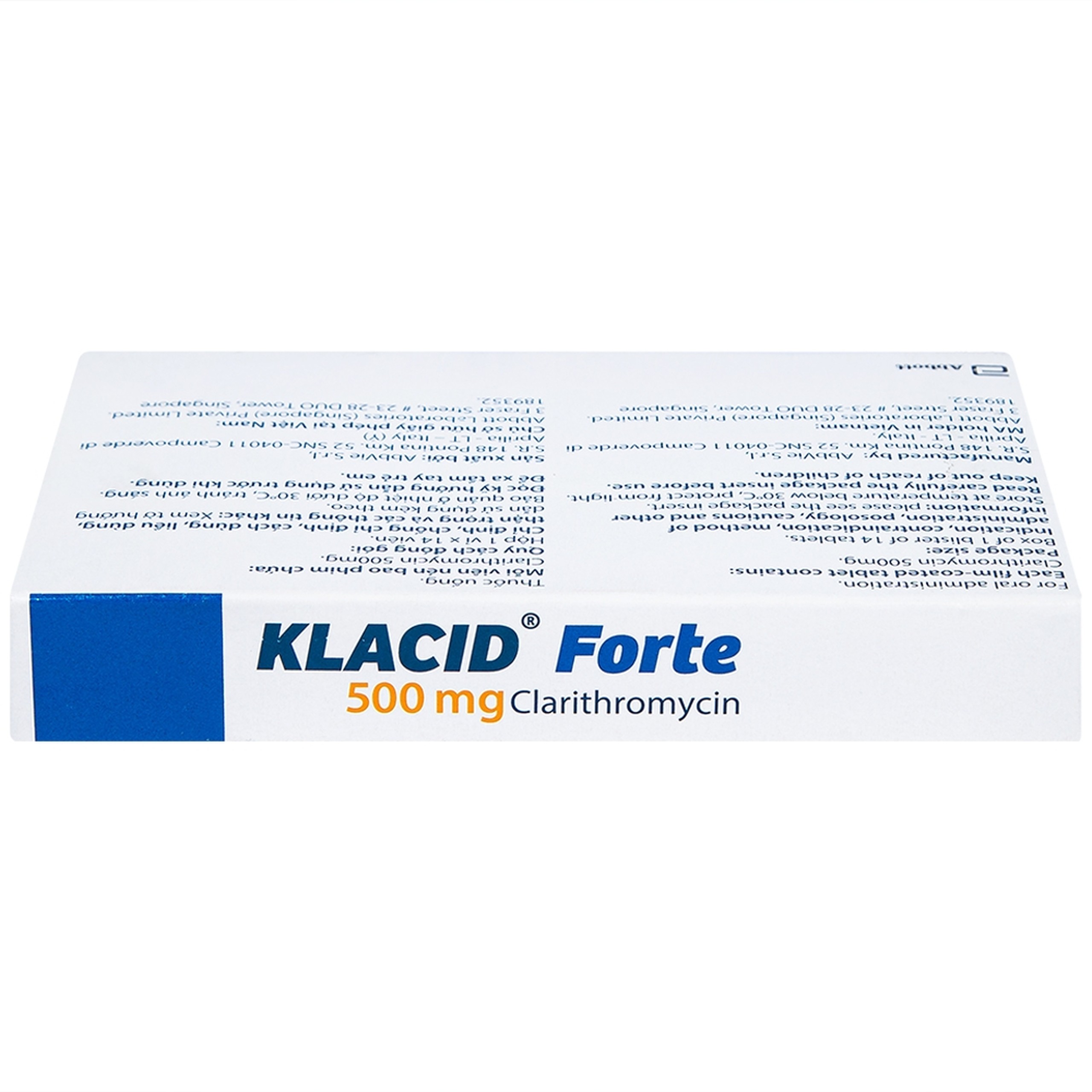 Thuốc Klacid Forte 500mg Abbott điều trị nhiễm trùng đường hô hấp (14 viên)