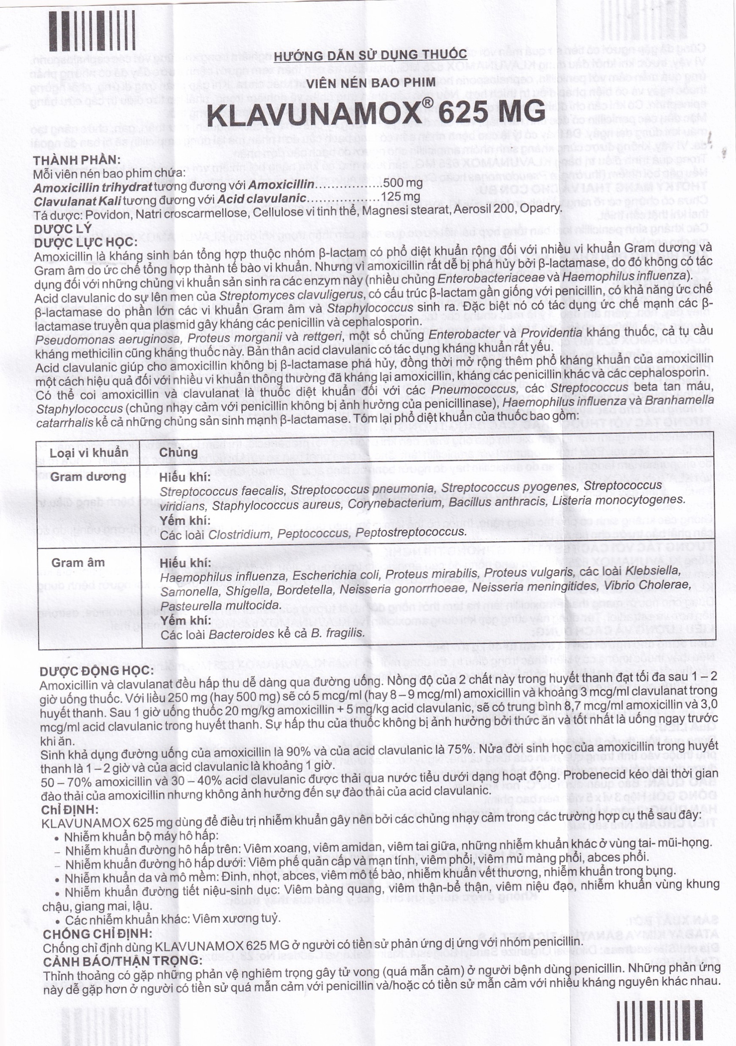 Thuốc Klavunamox 625mg Atabay điều trị nhiễm khuẩn đường hô hấp, da và mô mềm (3 vỉ x 5 viên)