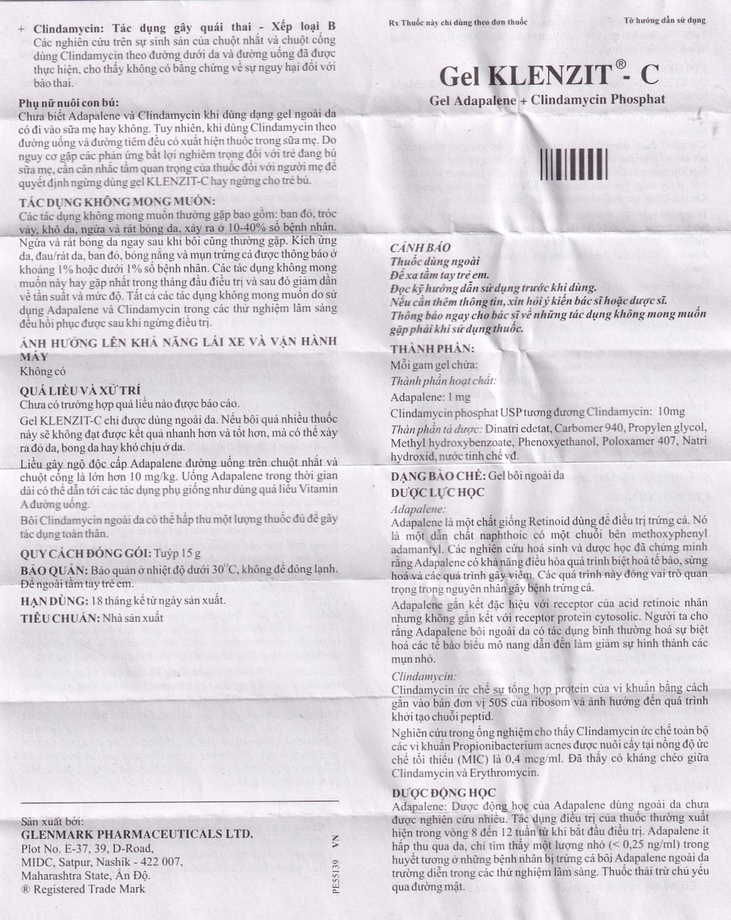 Gel bôi ngoài da Klenzit - C điều trị mụn trứng cá (15g)