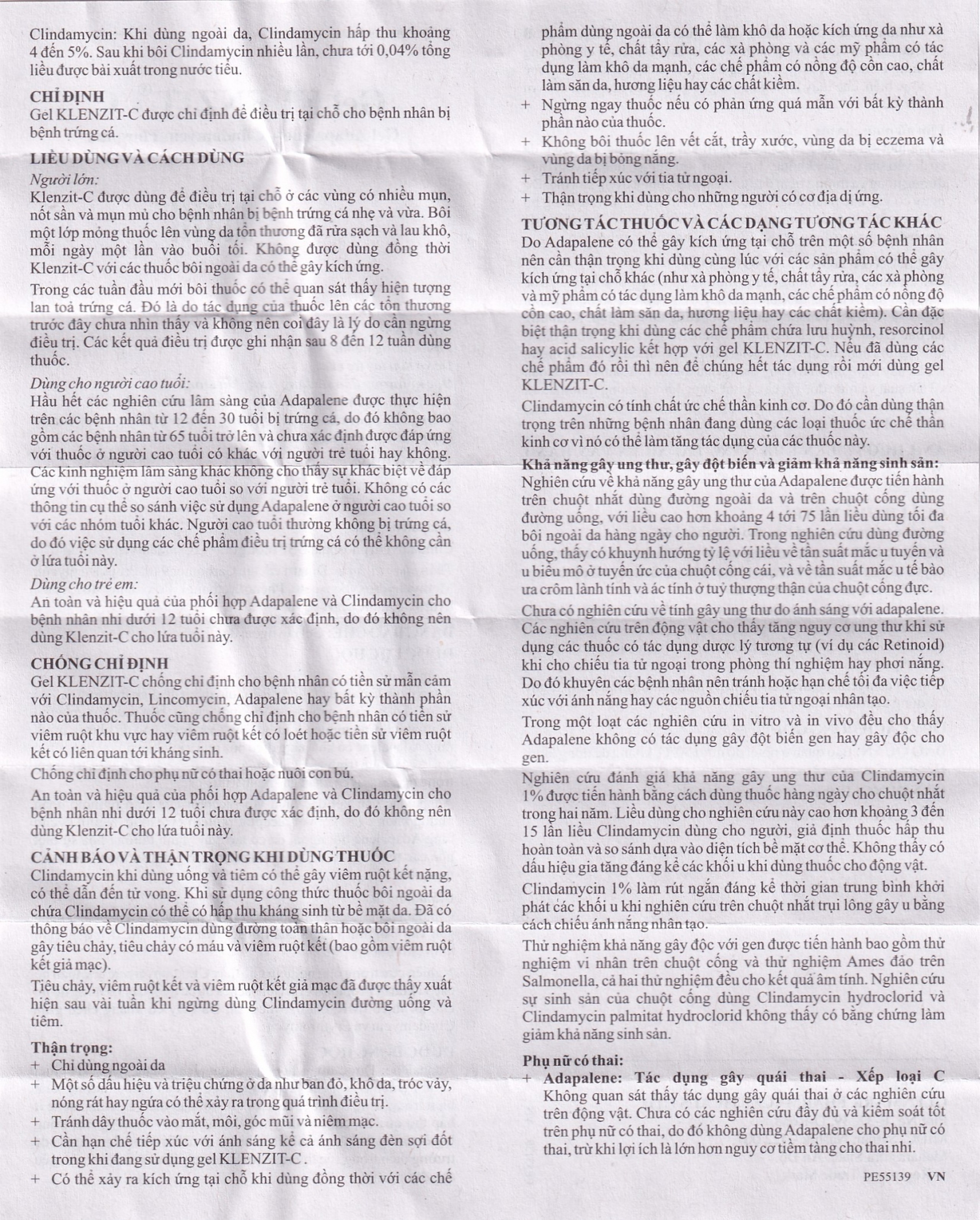 Gel bôi ngoài da Klenzit - C điều trị mụn trứng cá (15g)