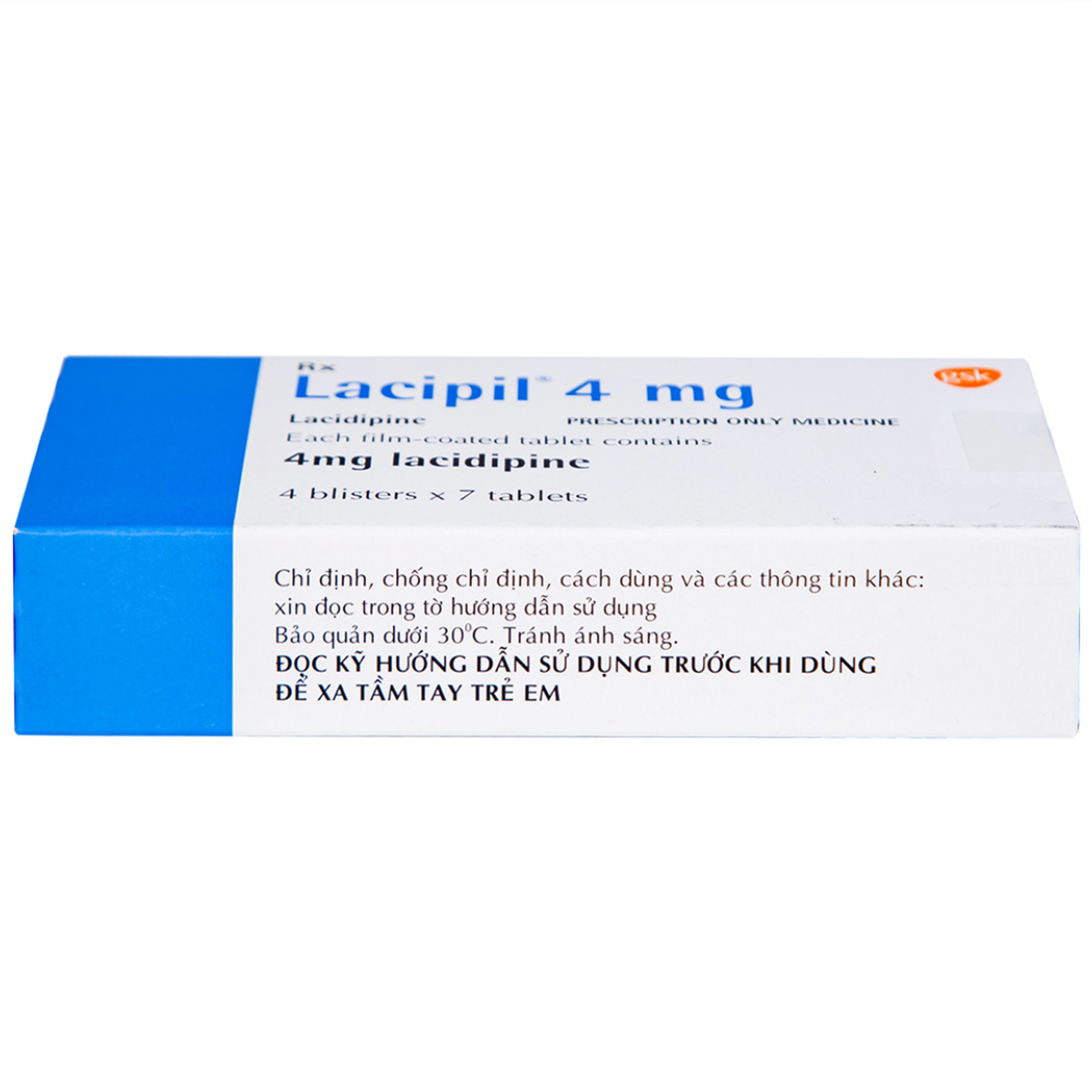 Viên nén Lacipil 4mg GSK điều trị tăng huyết áp (4 vỉ x 7 viên)