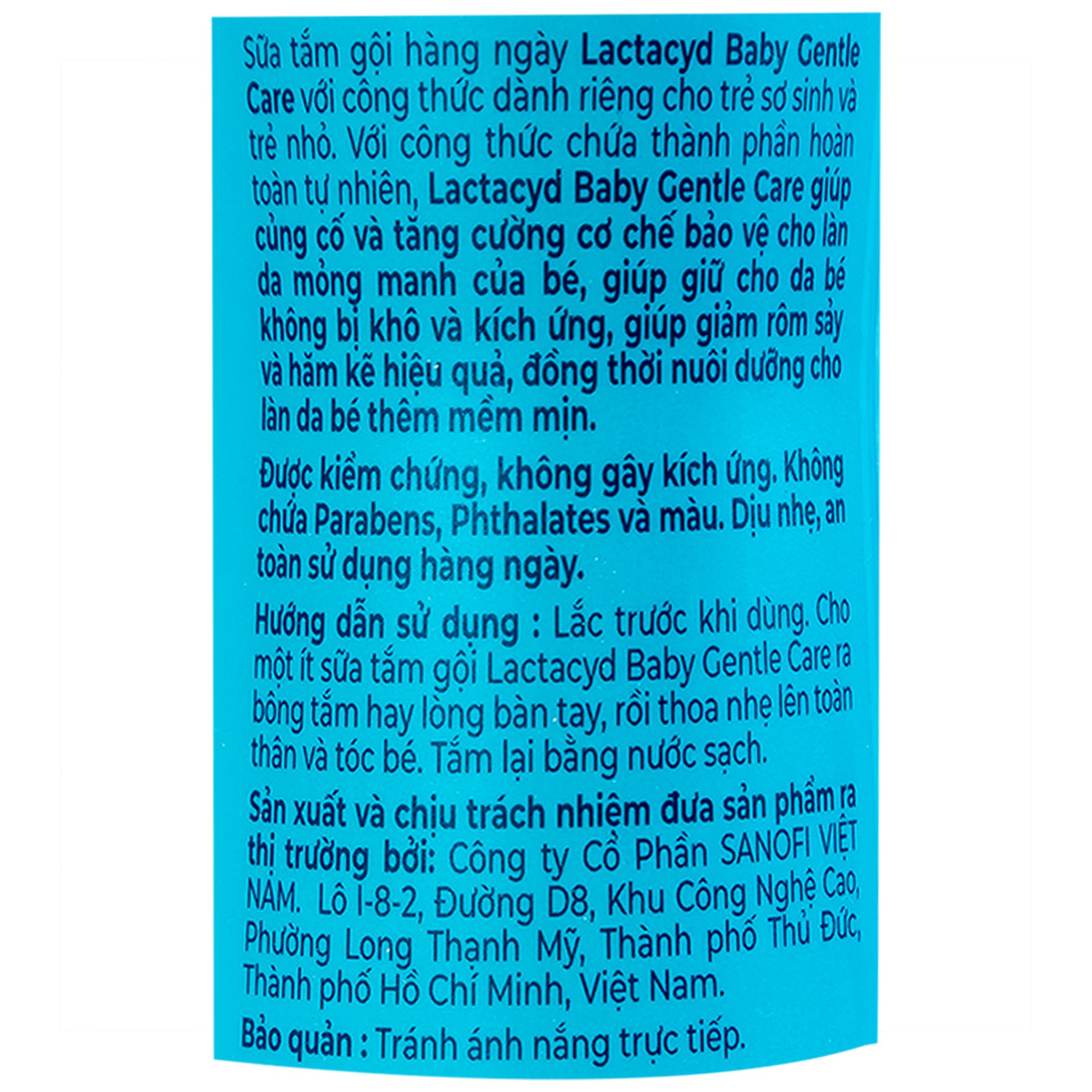 Sữa tắm gội cho bé Lactacyd Baby giảm rôm sảy, hăm kẽ (250ml)
