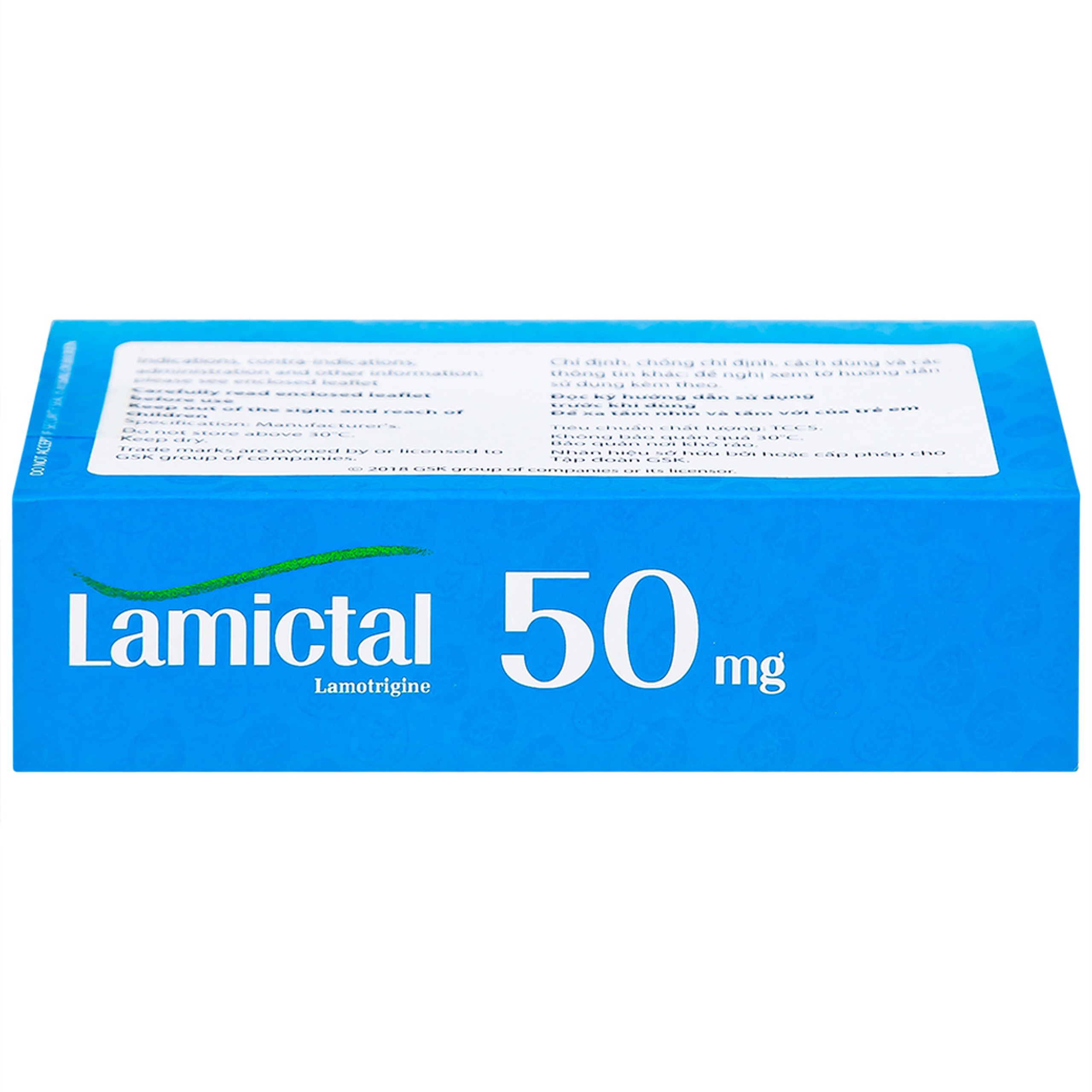 Viên nén Lamictal 50mg GSK điều trị động kinh và phòng ngừa bệnh rối loạn lưỡng cực (3 vỉ x 10 viên)