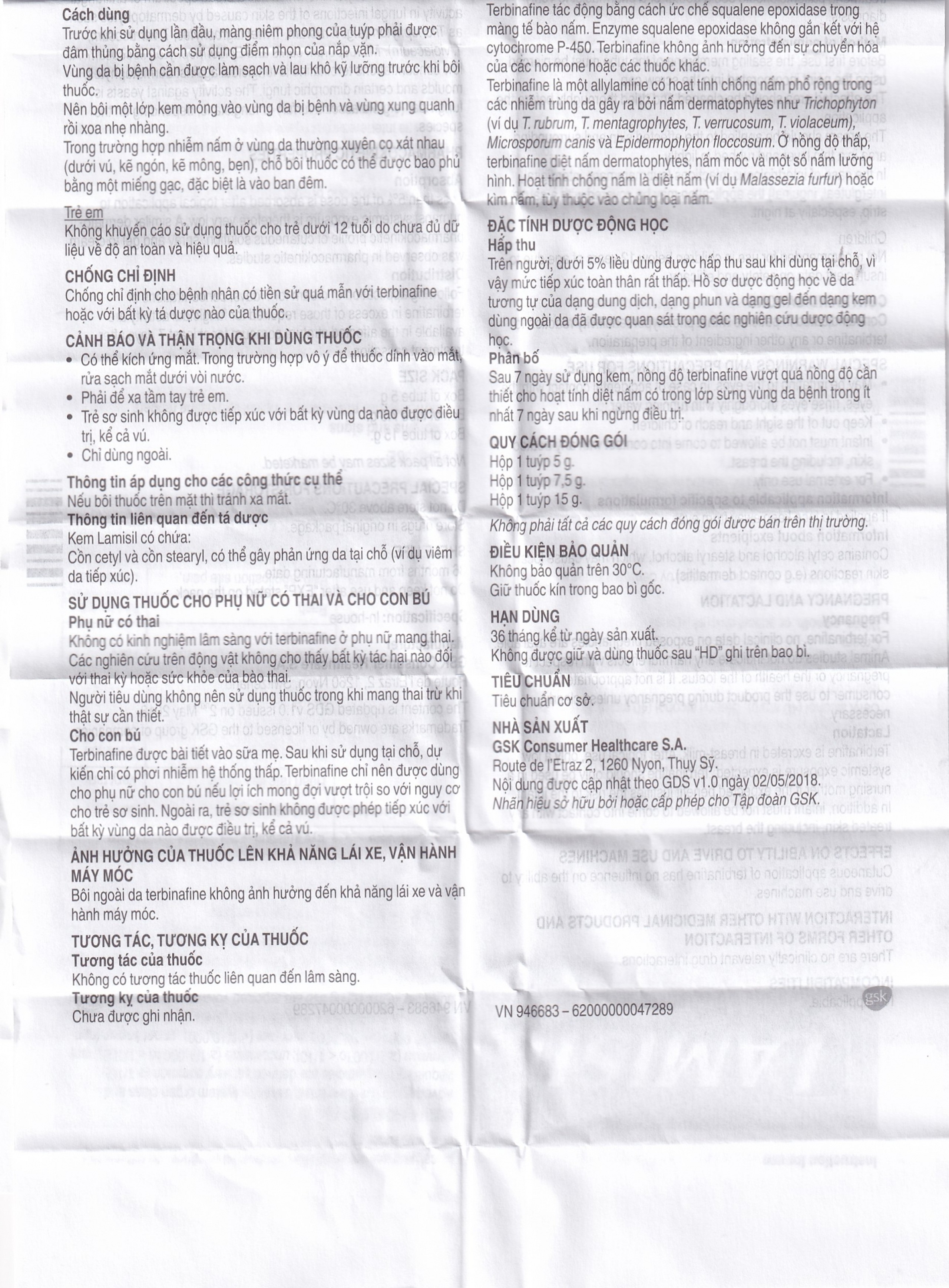 Kem bôi da Lamisil Novartis điều trị nhiễm nấm da, lang ben (5g)