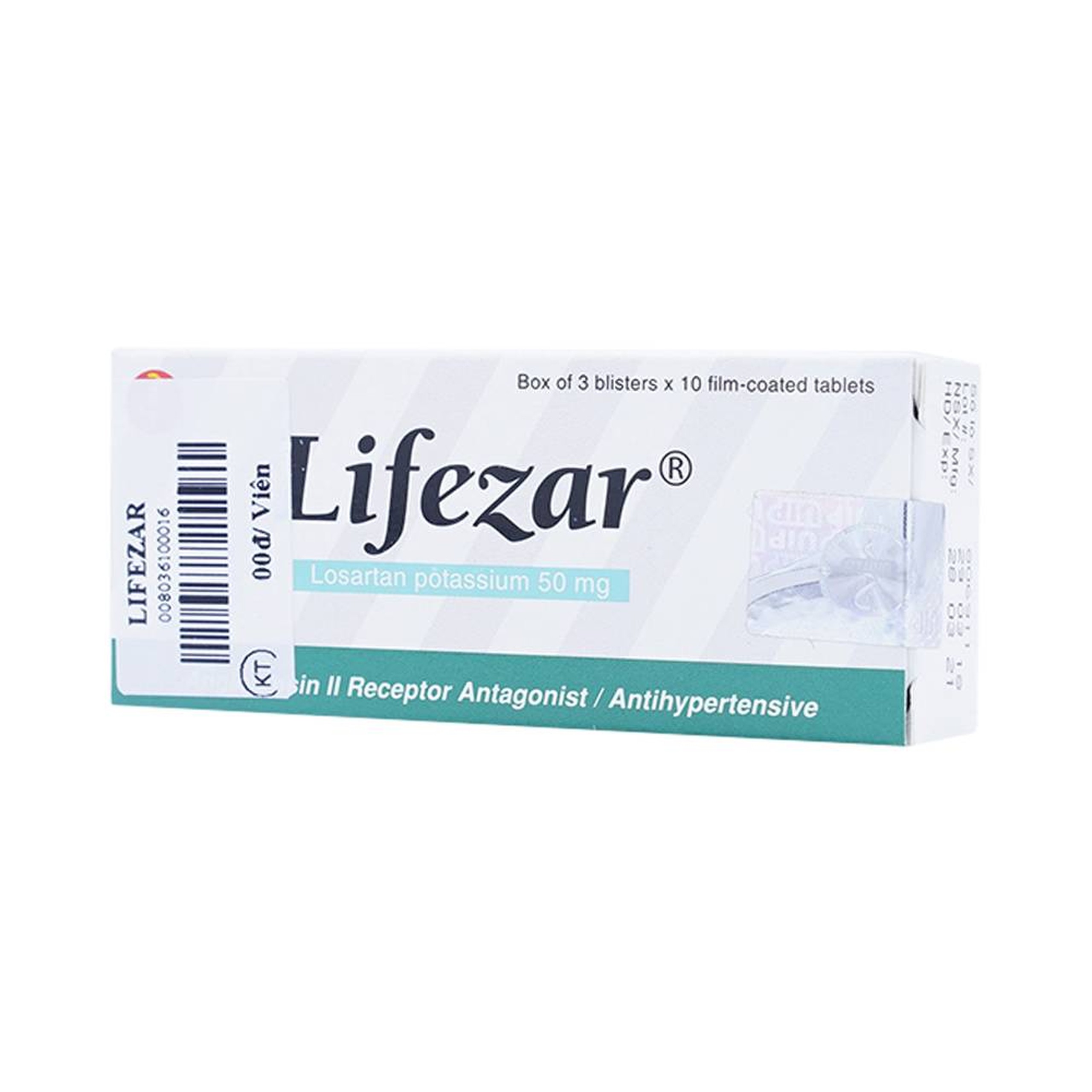 Viên nén Lifezar 50mg United điều trị cao huyết áp (3 vỉ x 10 viên)