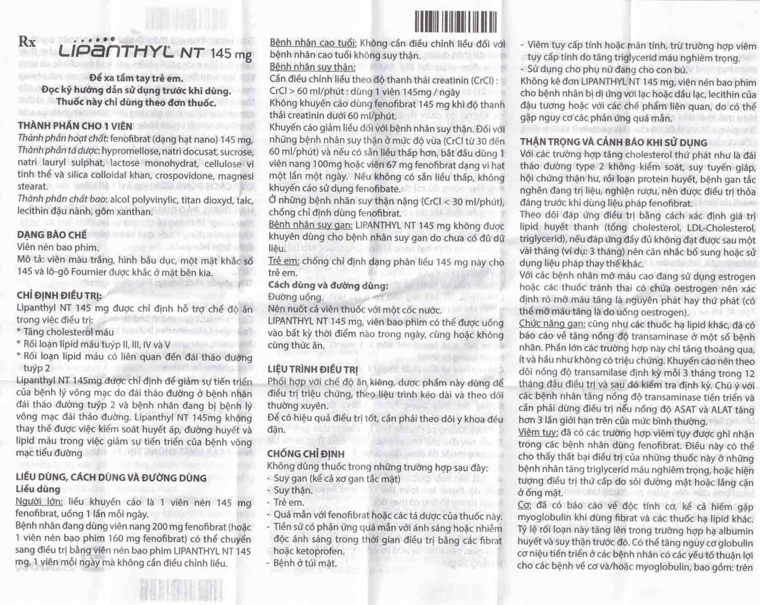 Thuốc Lipanthyl NT 145mg Abbott hỗ trợ giảm cholesterol máu và tiến triển bệnh võng mạc đái tháo đường (3 vỉ x 10 viên)