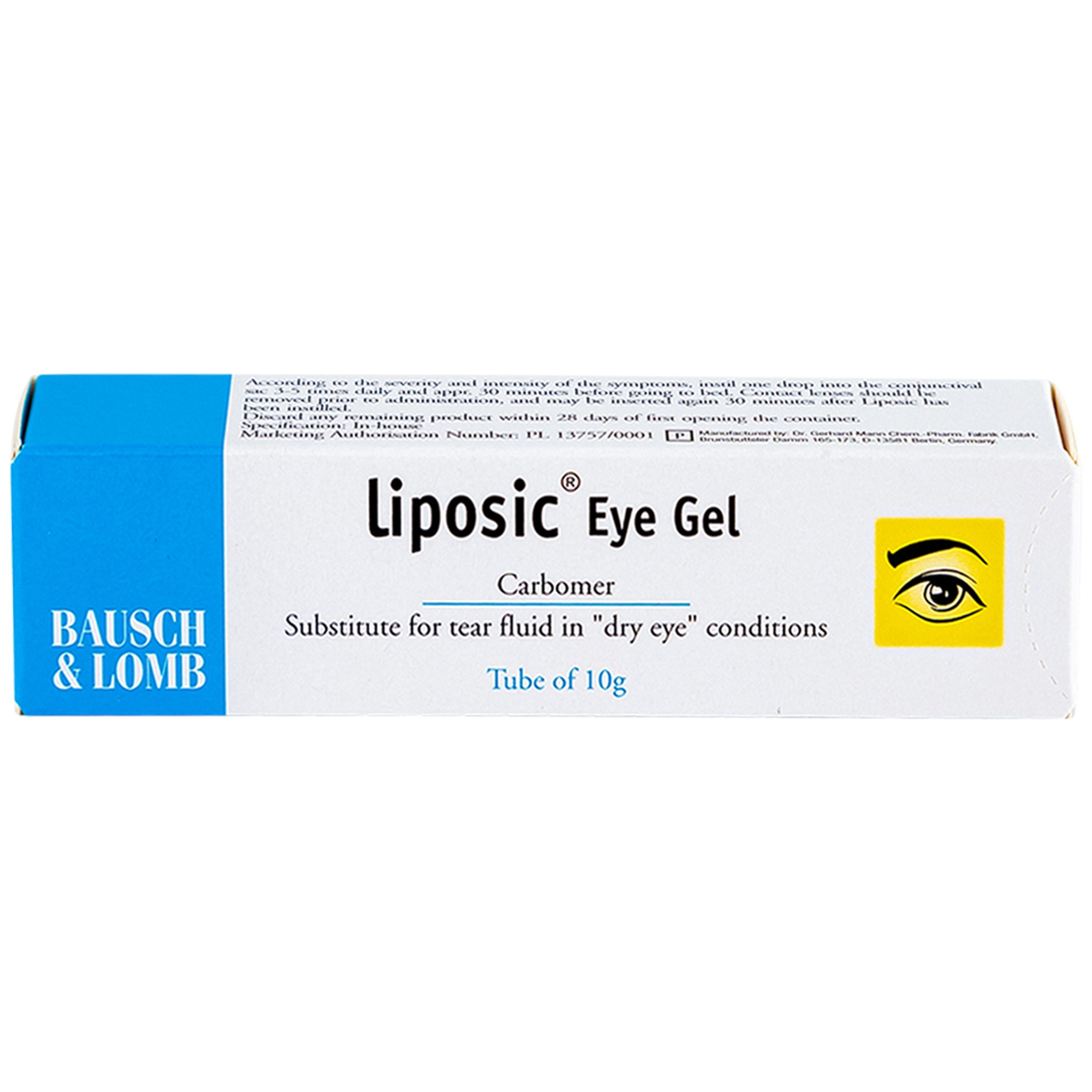Gel nhỏ mắt Liposic Eye Gel Bausch And Lomb điều trị triệu chứng cho bệnh khô mắt (10g)