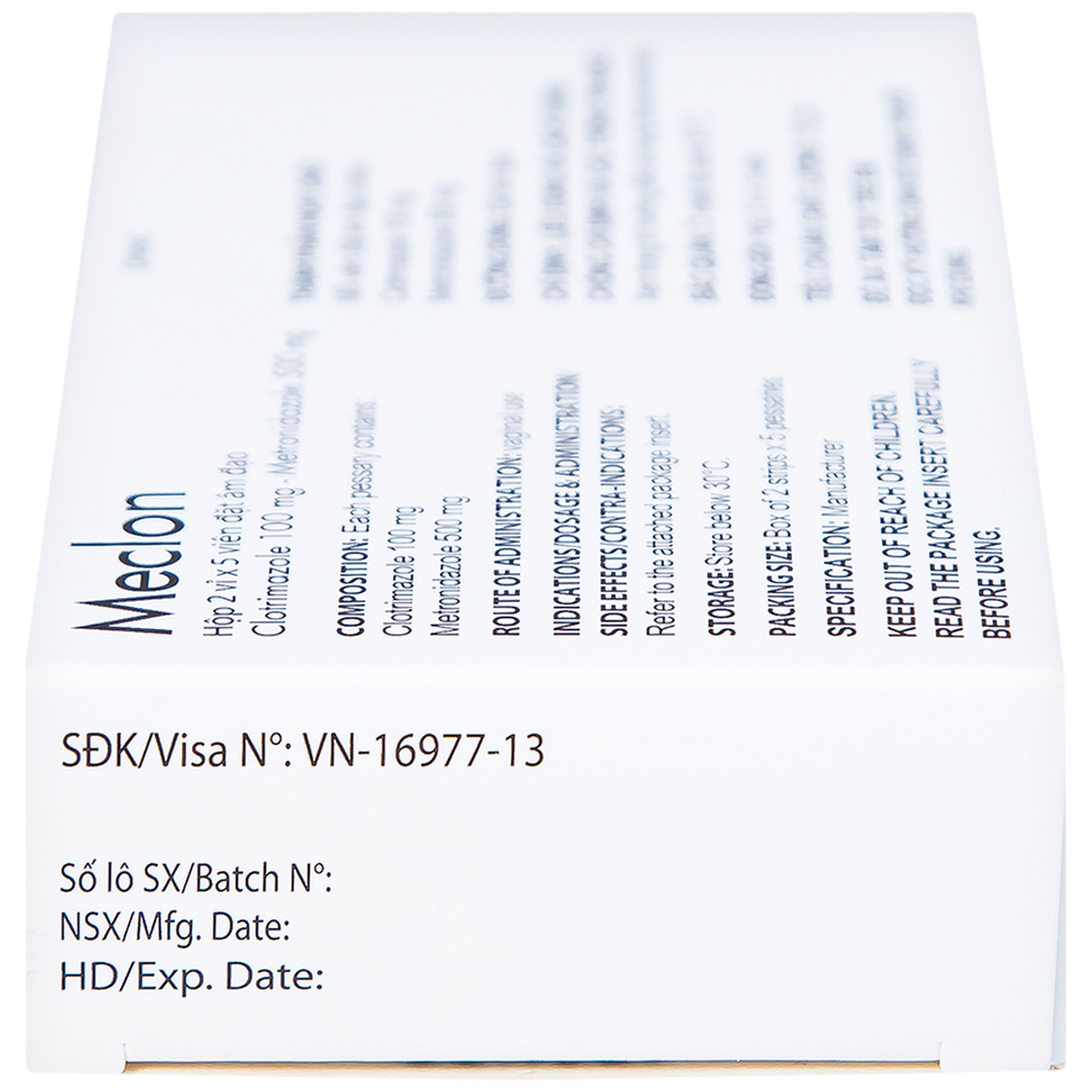 Viên đặt âm đạo Meclon Doppel Pharma điều trị viêm cổ tử cung, âm đạo (2 vỉ x 5 viên)