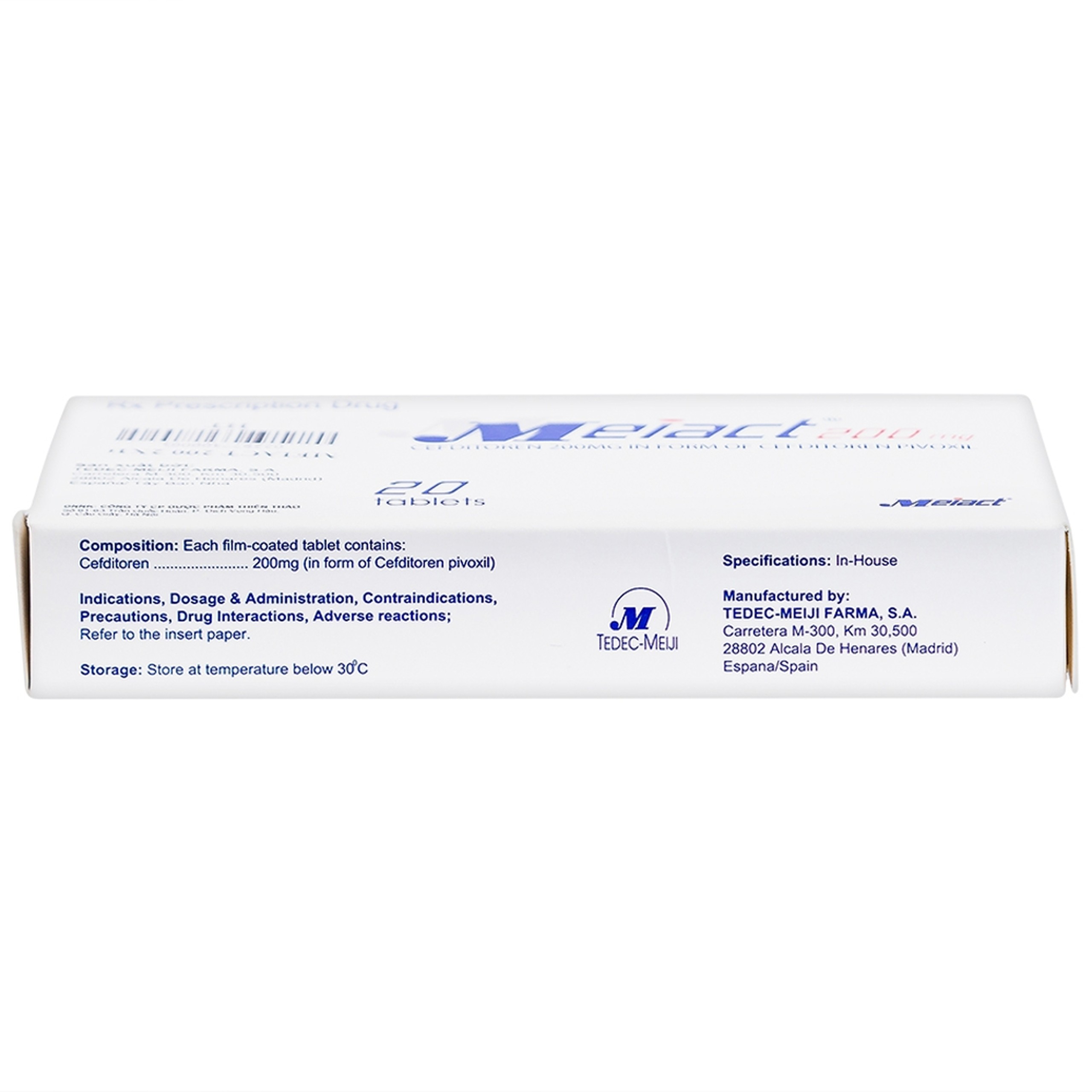 Thuốc Meiact 200mg điều trị viêm amidan, viêm họng cấp tính, viêm xoang xương hàm (2 vỉ x 10 viên)