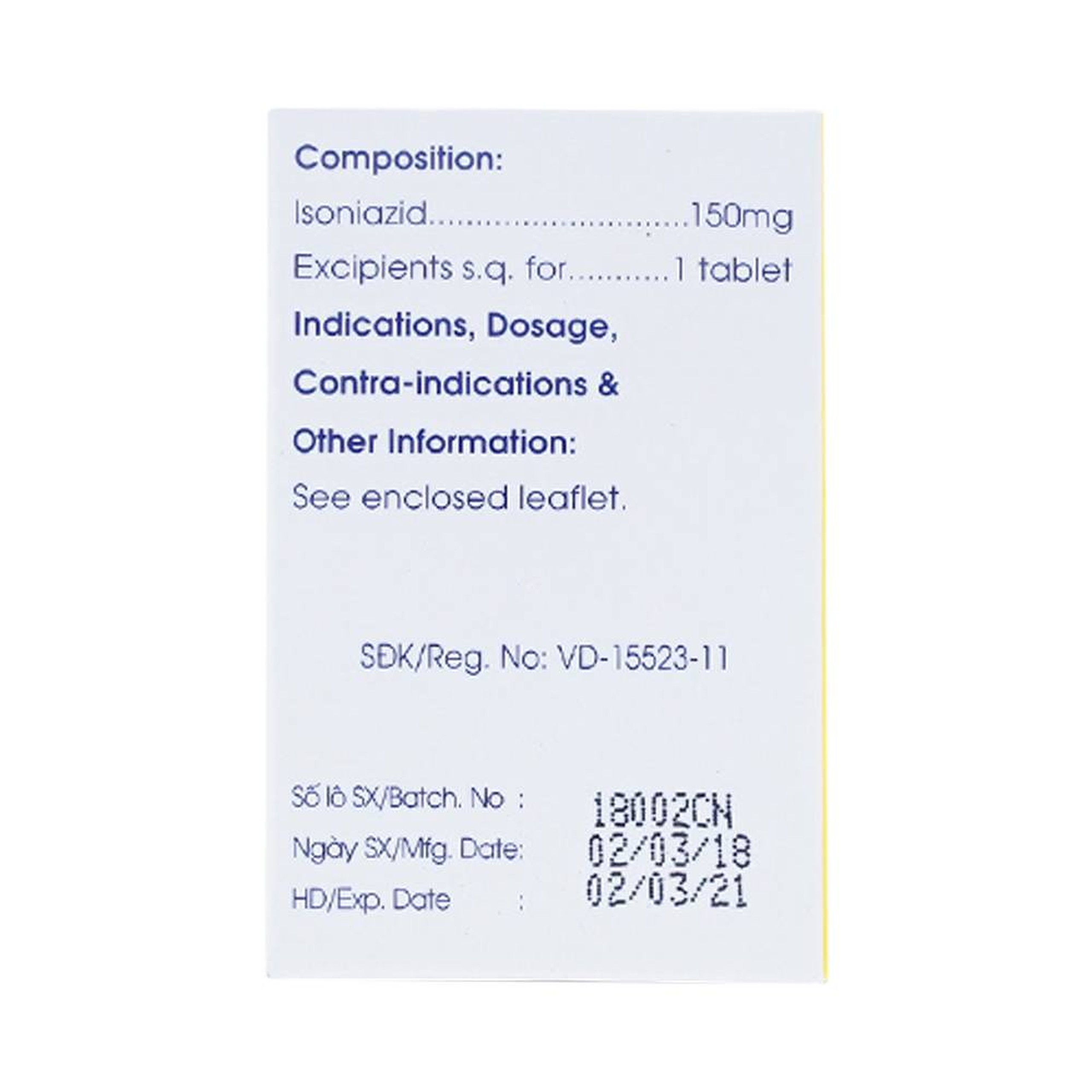 Viên nén Meko INH 150 Mekophar phòng và điều trị lao phổi (100 viên)