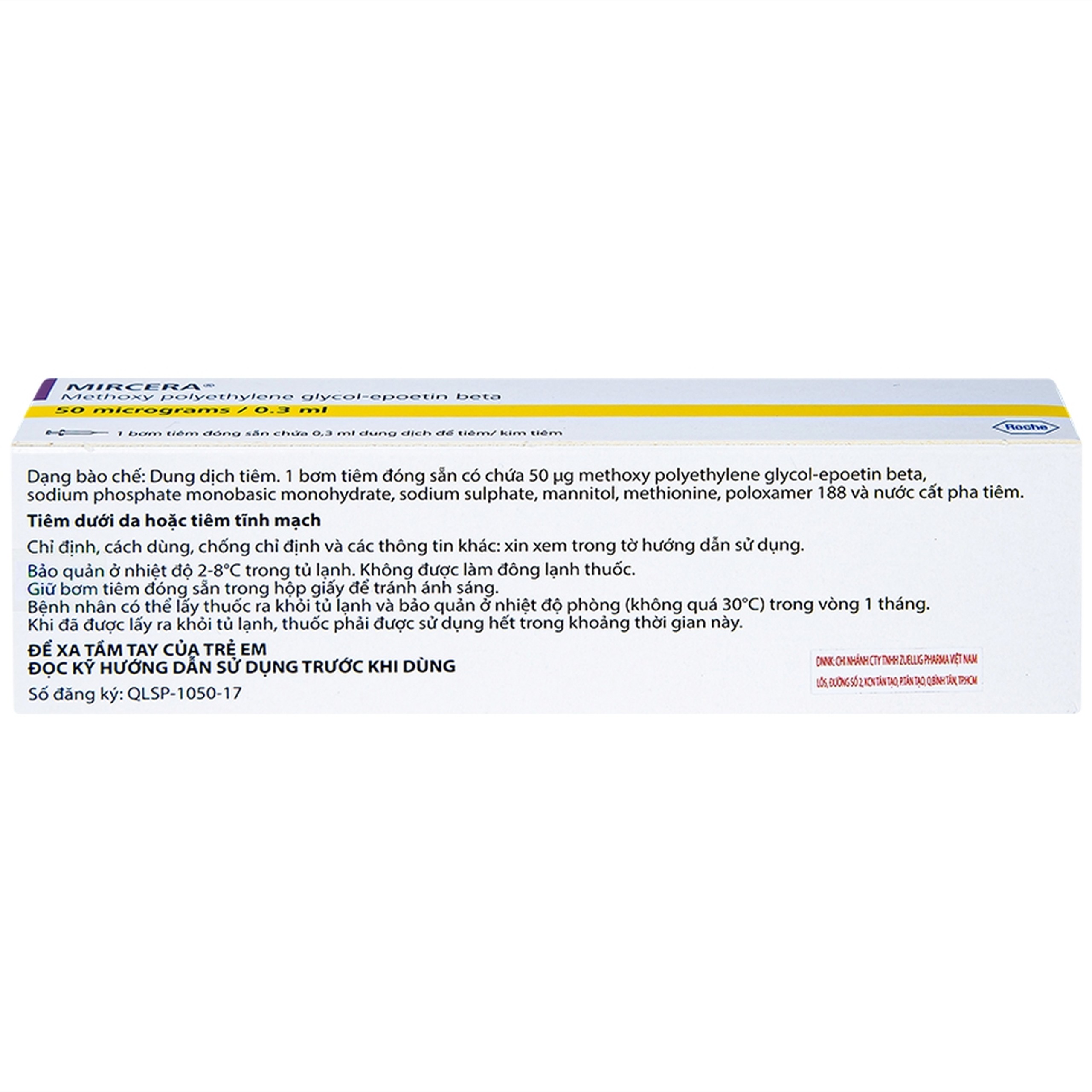 Dung dịch tiêm Mireca 50mcg/0.3ml Roche điều trị bệnh thiếu máu (1 cây)