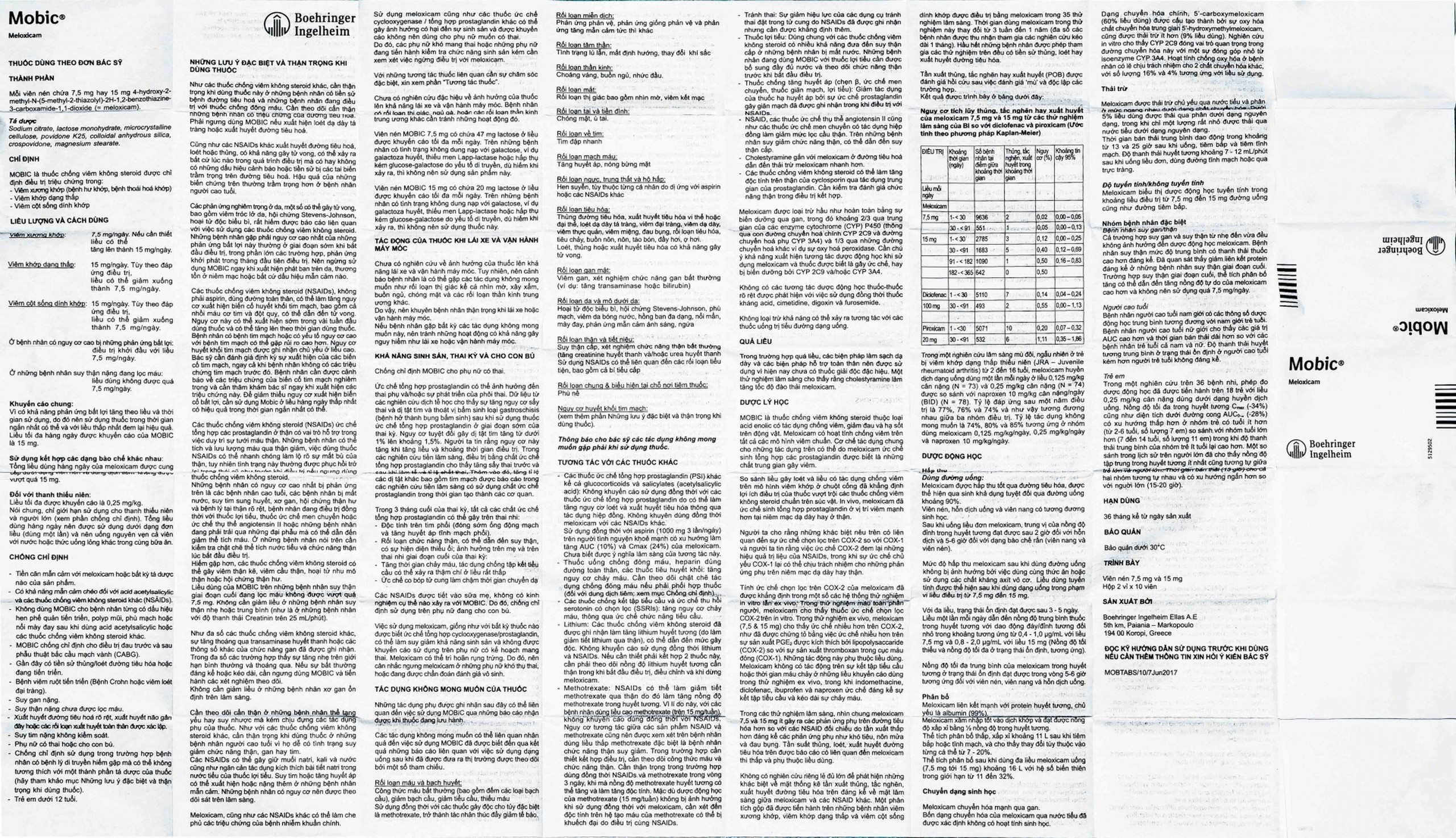 Thuốc Mobic 15mg Boehringer điều trị viêm xương khớp (2 vỉ x 10 viên)