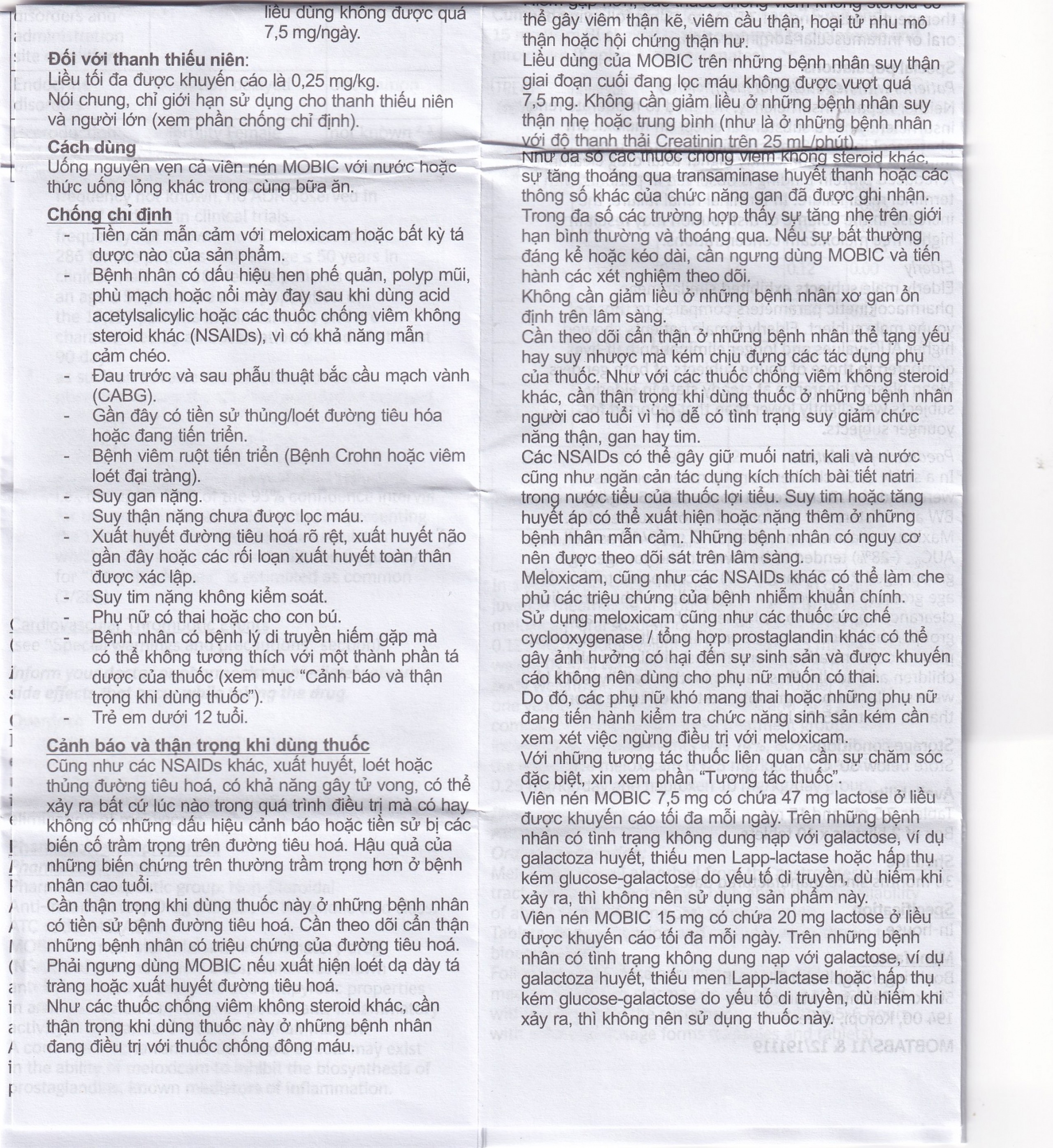 Thuốc Mobic 7.5mg Boehringer điều trị viêm xương khớp (2 vỉ x 10 viên)