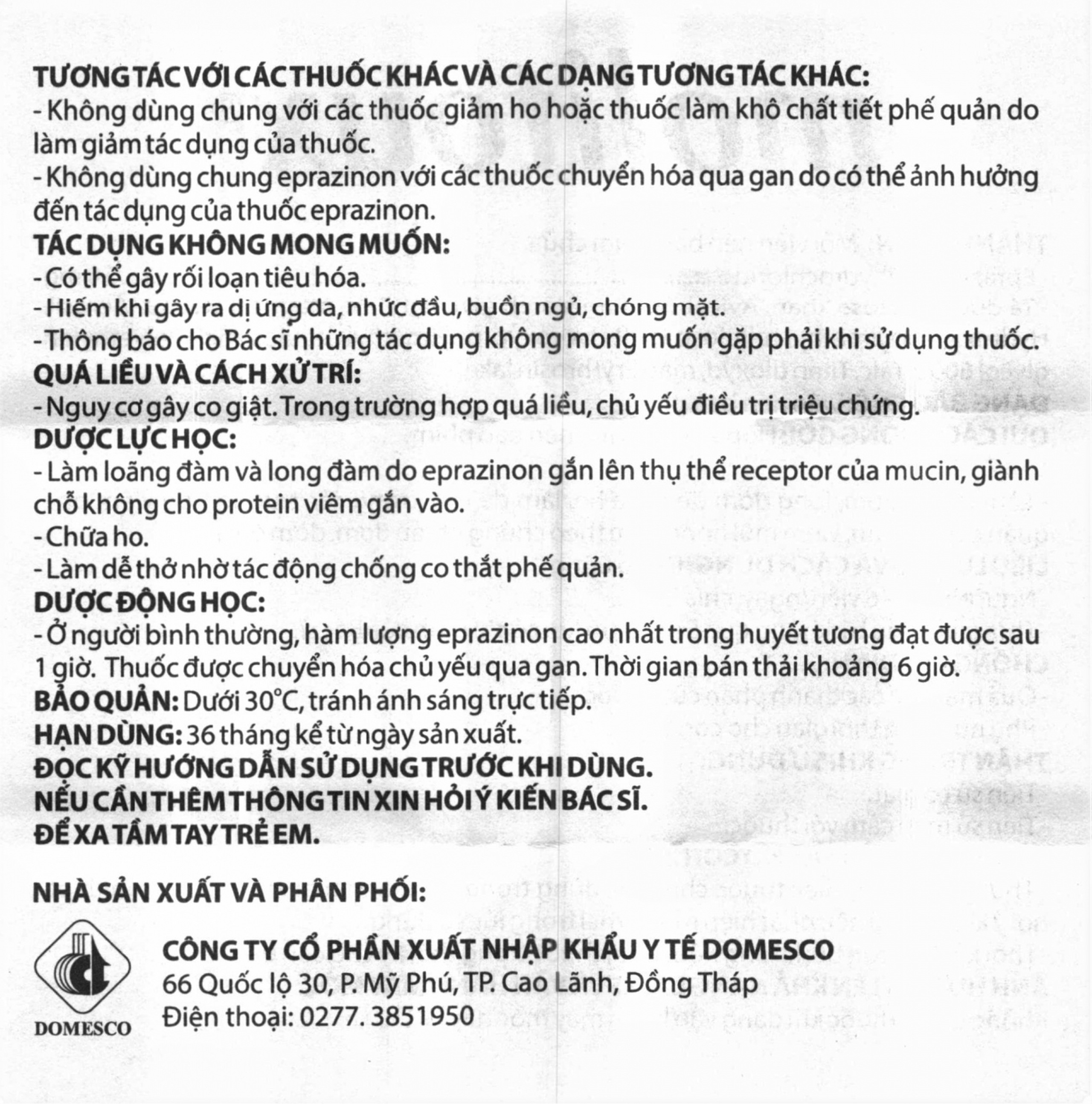 Thuốc Molitoux 50mg Domesco loãng đờm, long đờm (2 vỉ x 15 viên)