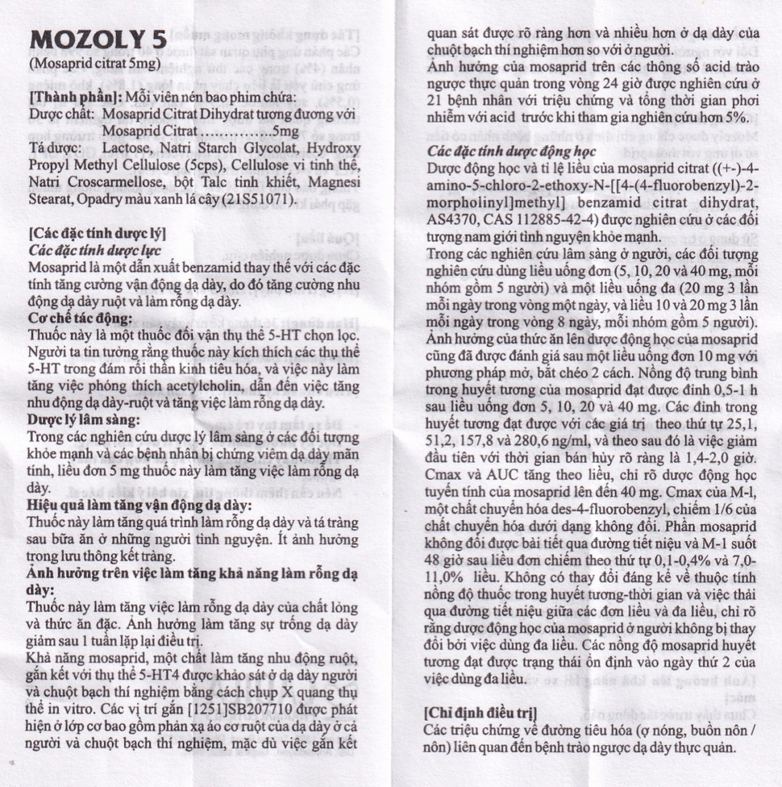 Viên nén Mozoly 5mg Cadila điều trị ợ nóng, buồn nôn, trào ngược dạ dày - thực quản (3 vỉ x 10 viên) 