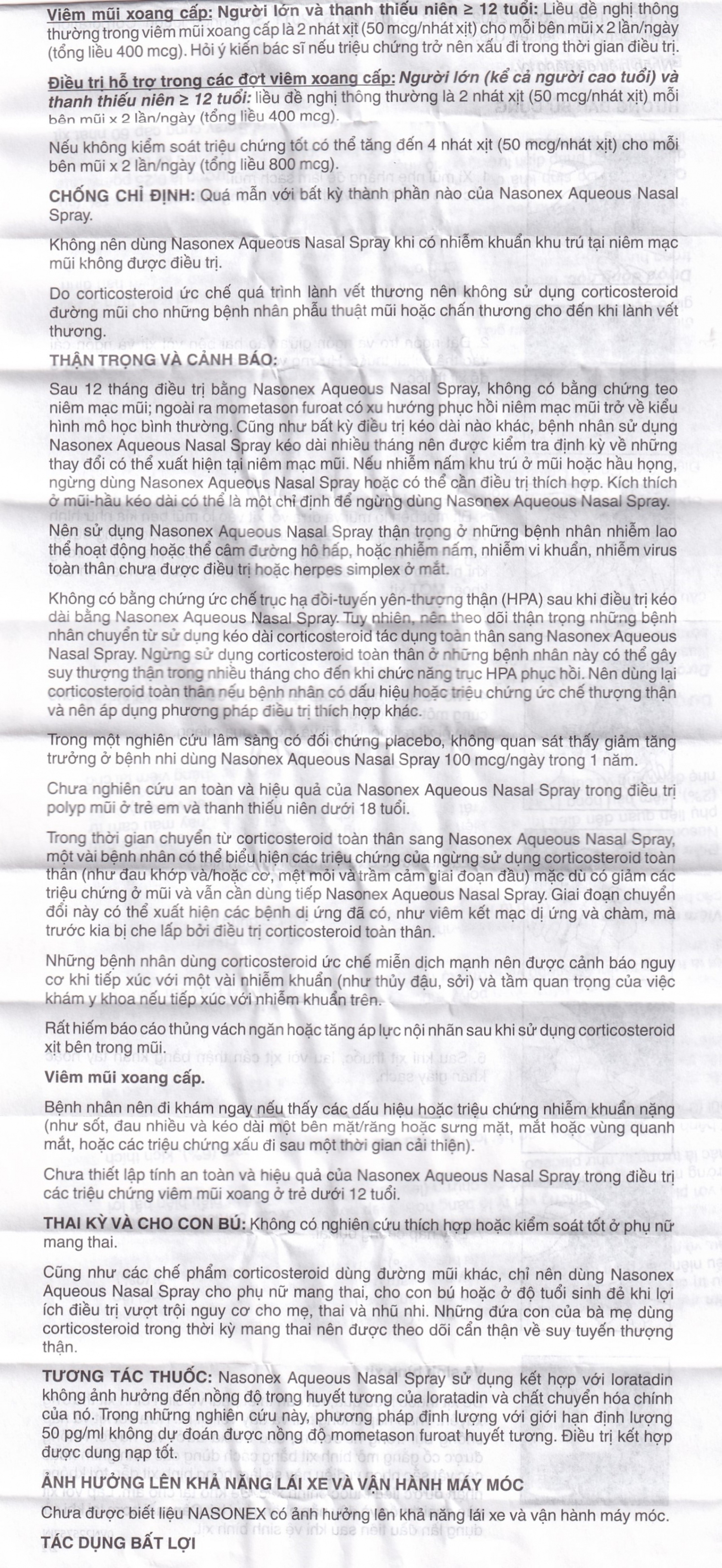 Thuốc xịt mũi Nasonex Bayer điều trị viêm mũi dị ứng (60 liều)