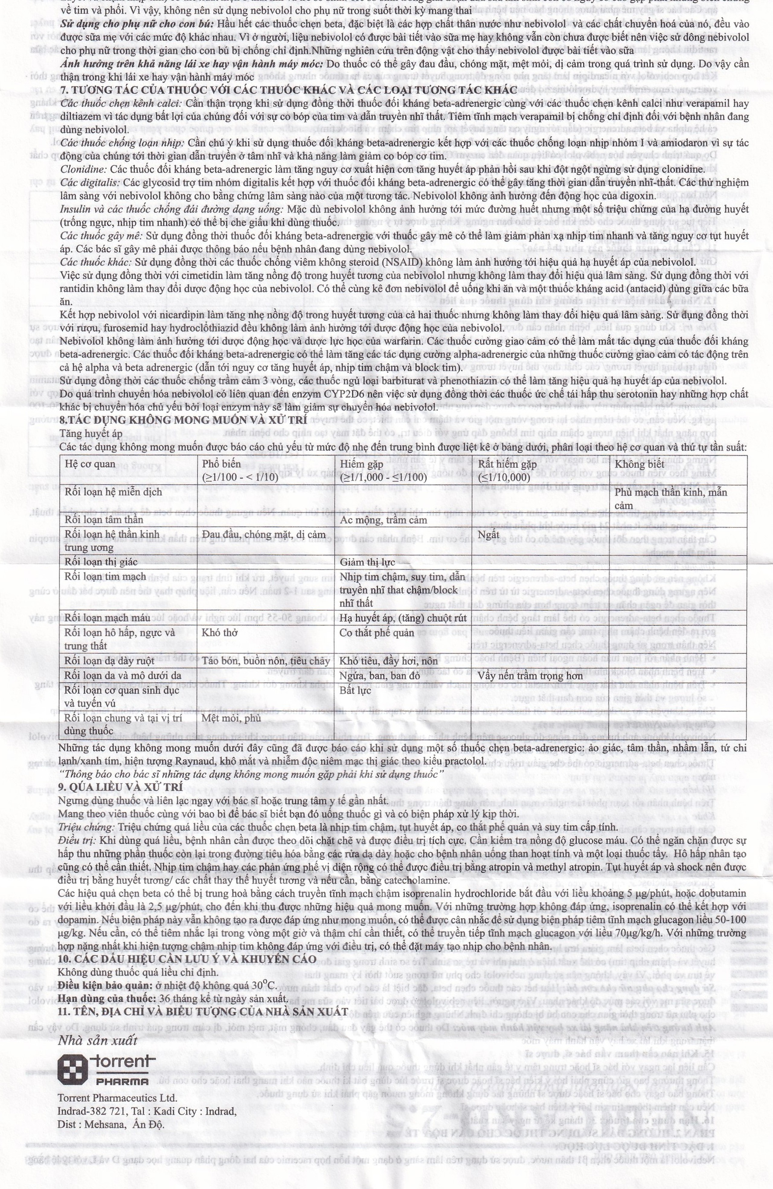 Viên nén Nebicard 2.5 Torrent điều trị tăng huyết áp (5 vỉ x 10 viên)