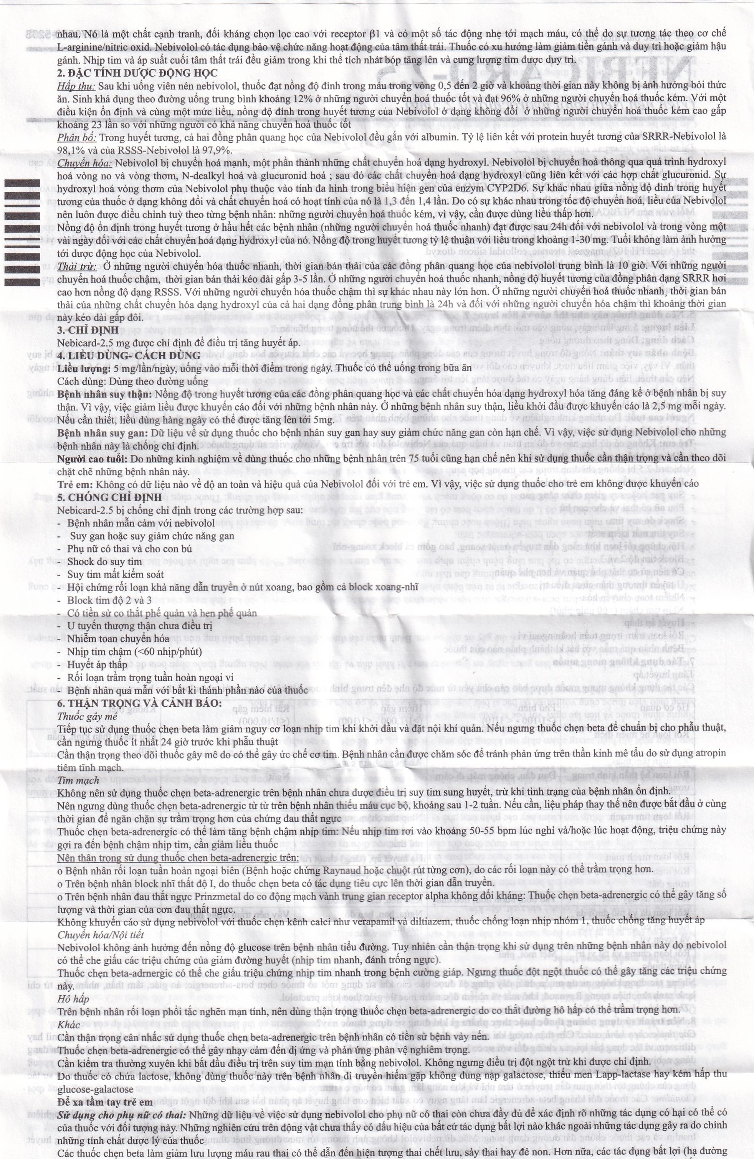 Viên nén Nebicard 2.5 Torrent điều trị tăng huyết áp (5 vỉ x 10 viên)