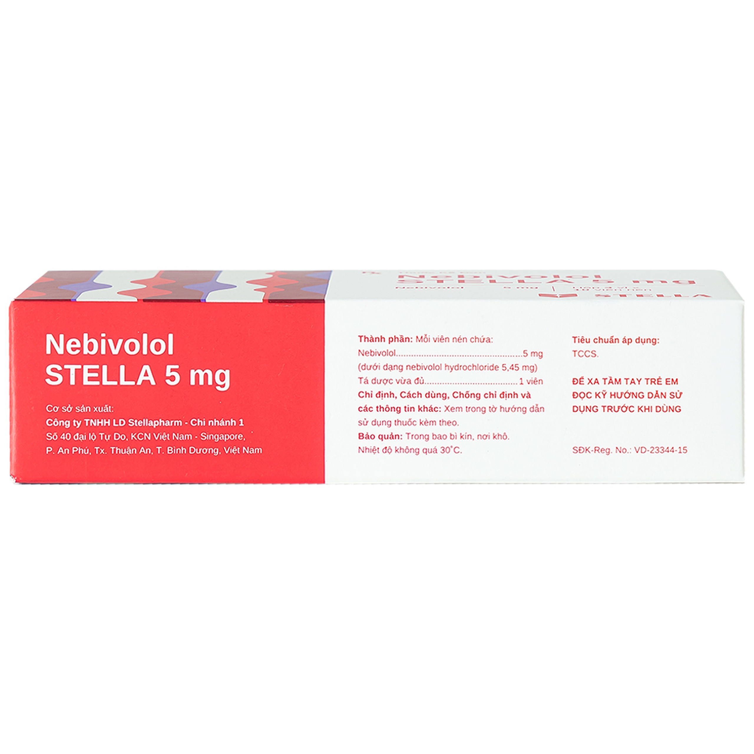 Viên nén Nebivolol Stella 5mg điều trị tăng huyết áp (3 vỉ x 10 viên)