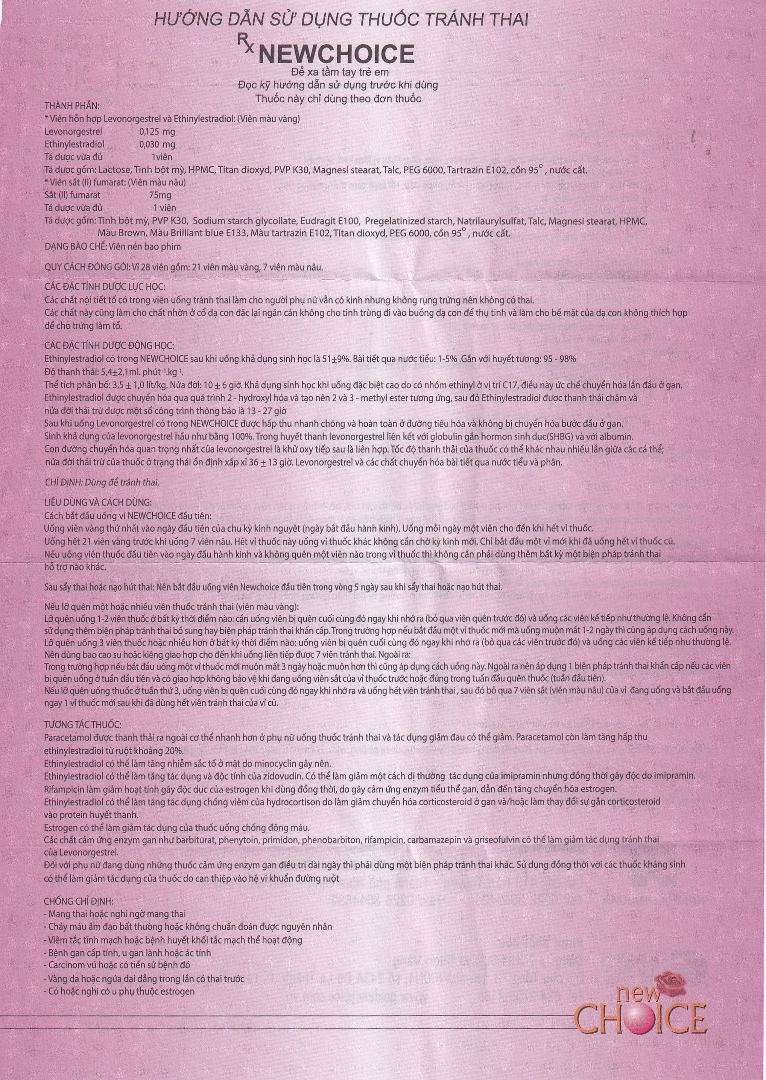 Thuốc Newchoice Nam Hà dùng để tránh thai (25 vỉ x 28 viên)
