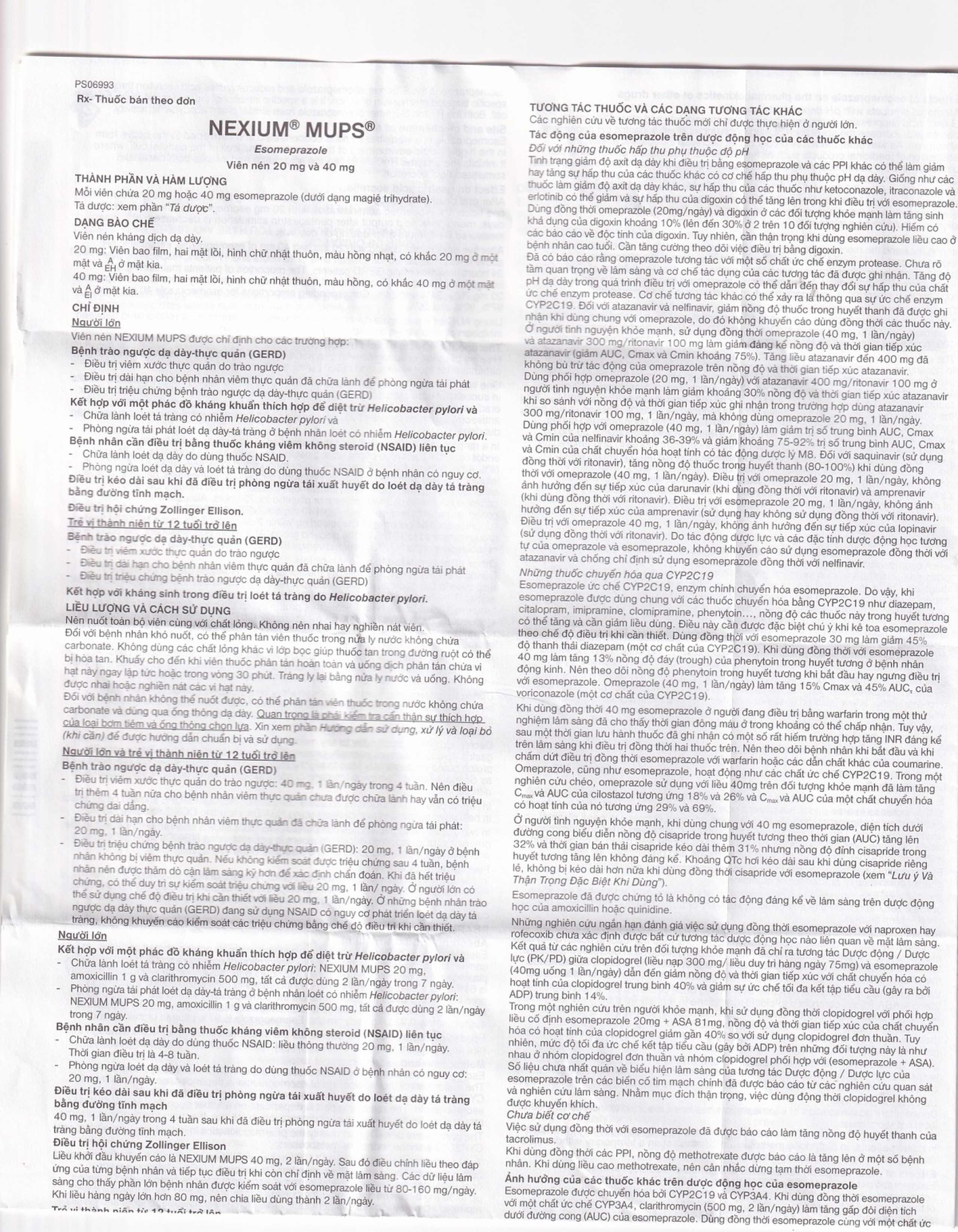 Viên nén Nexium Mups 20mg AstraZeneca điều trị trào ngược dạ dày - thực quản, loét dạ dày (2 vỉ x 7 viên)