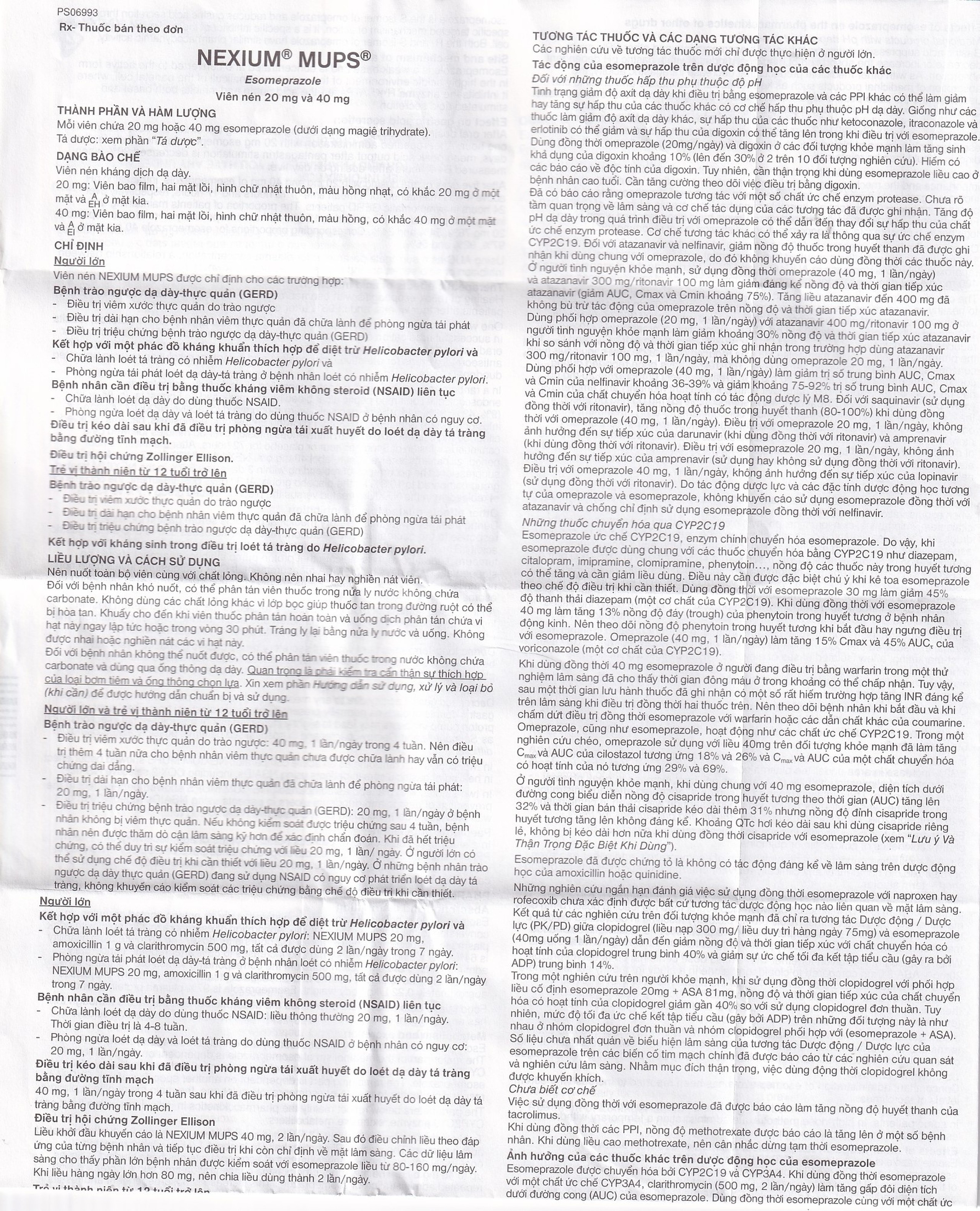 Viên nén Nexium Mups 40mg AstraZeneca điều trị trào ngược dạ dày - thực quản, loét dạ dày (2 vỉ x 7 viên)
