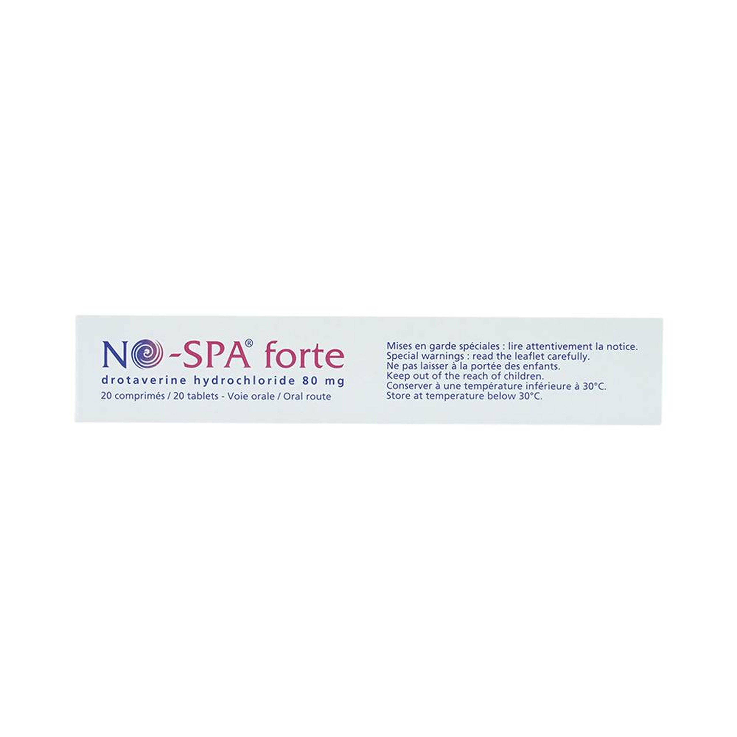 Thuốc No-Spa Forte 80mg Sanofi điều trị co thắt cơ trơn, sỏi túi mật, sỏi ống mật (2 vỉ x 10 viên)