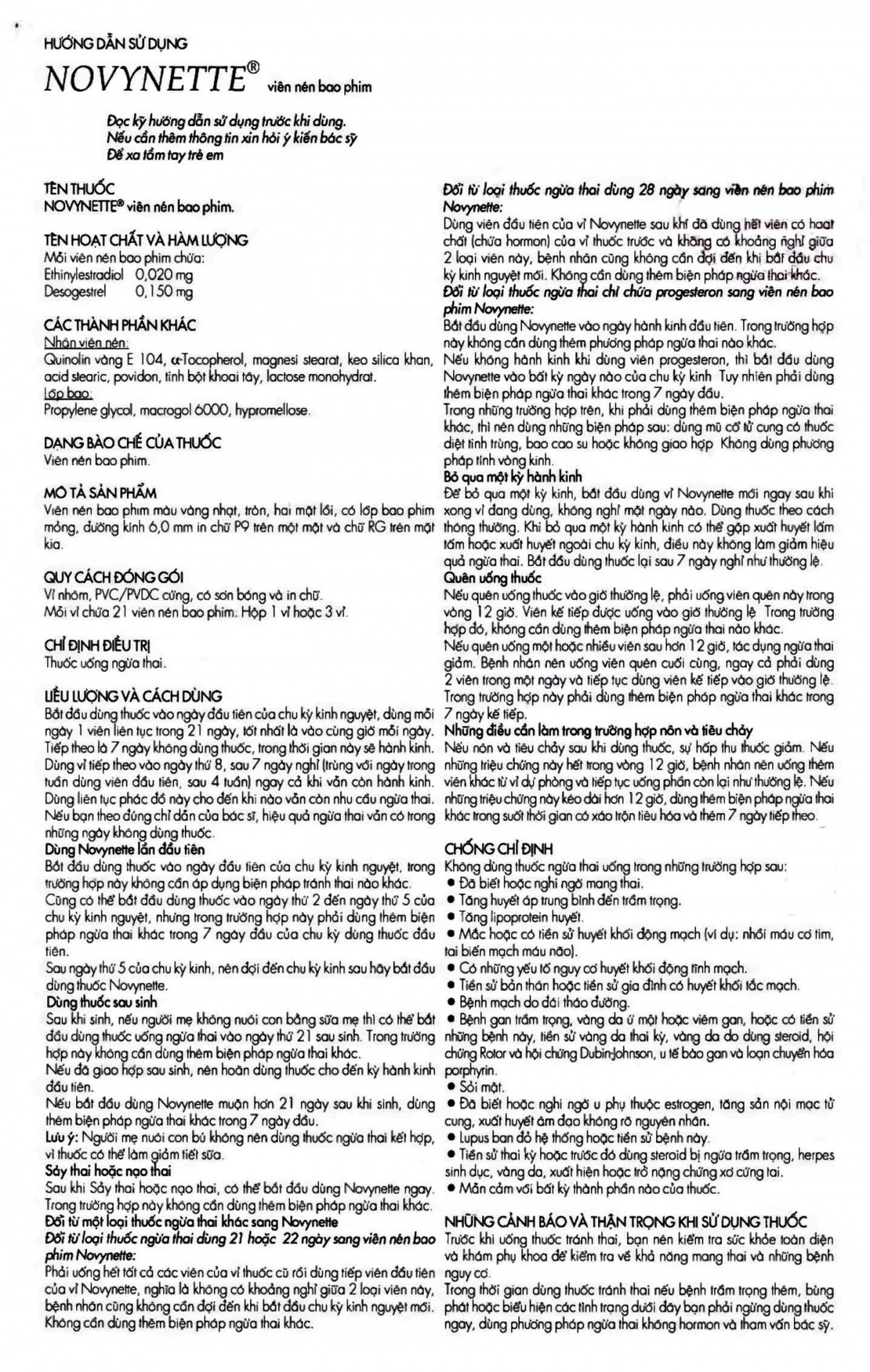 Thuốc Novynette Gedeon dùng ngừa thai (1 vỉ x 21 viên)