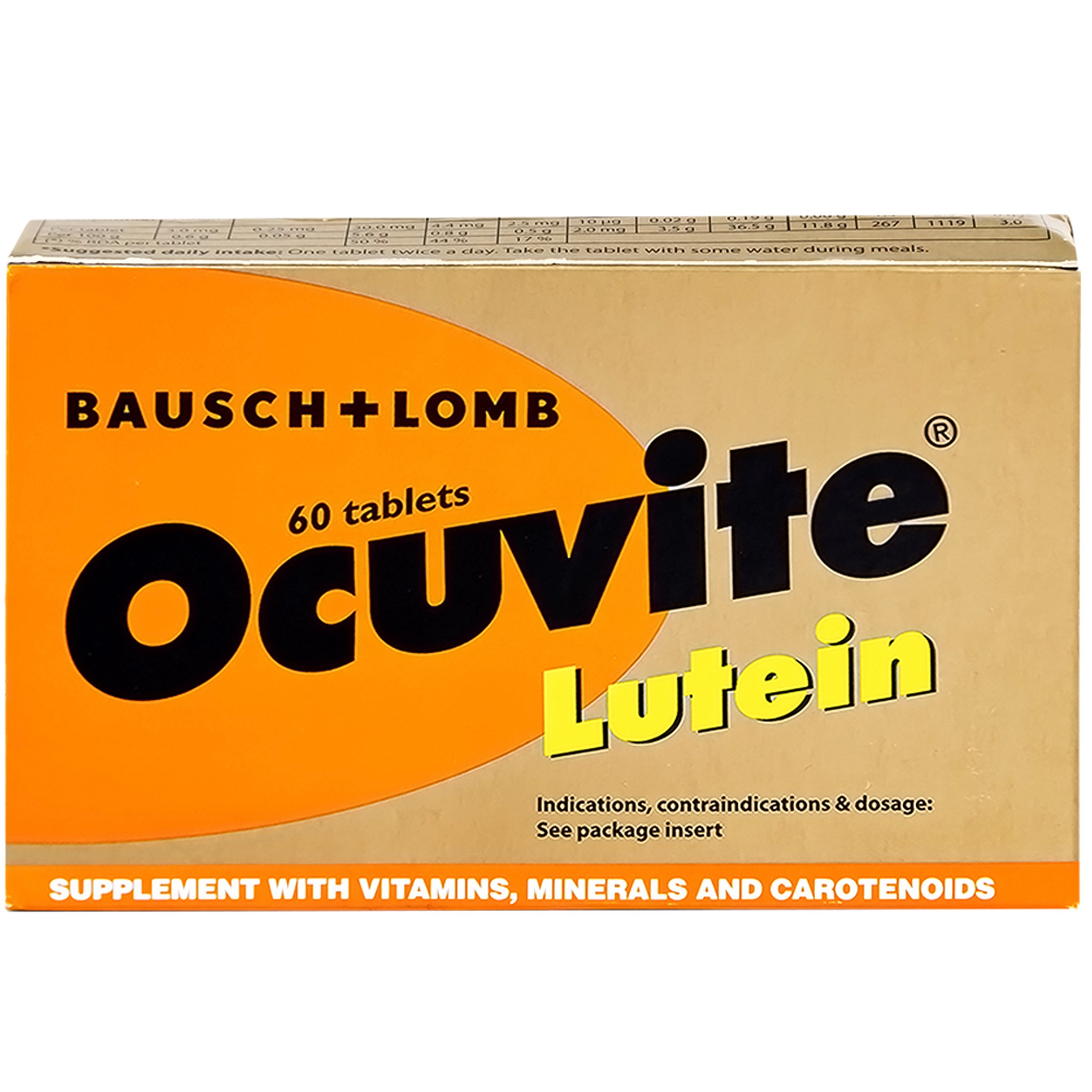Viên nén Ocuvite Lutein Bausch & Lomb hỗ trợ tăng cường thị lực (3 vỉ x 20 viên)