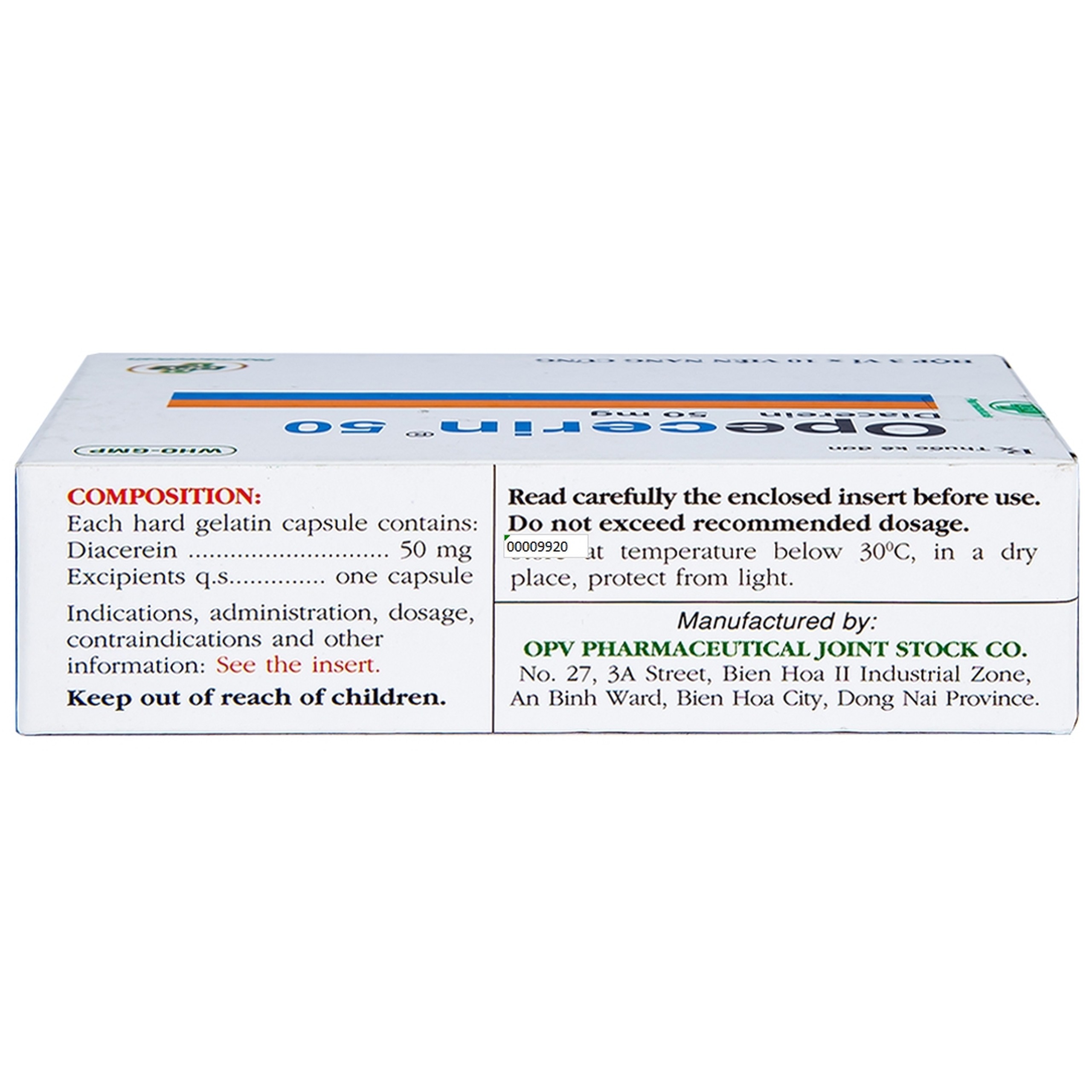 Thuốc Opecerin 50mg OPV điều trị thoái hóa khớp hông, gối (3 vỉ x 10 viên)