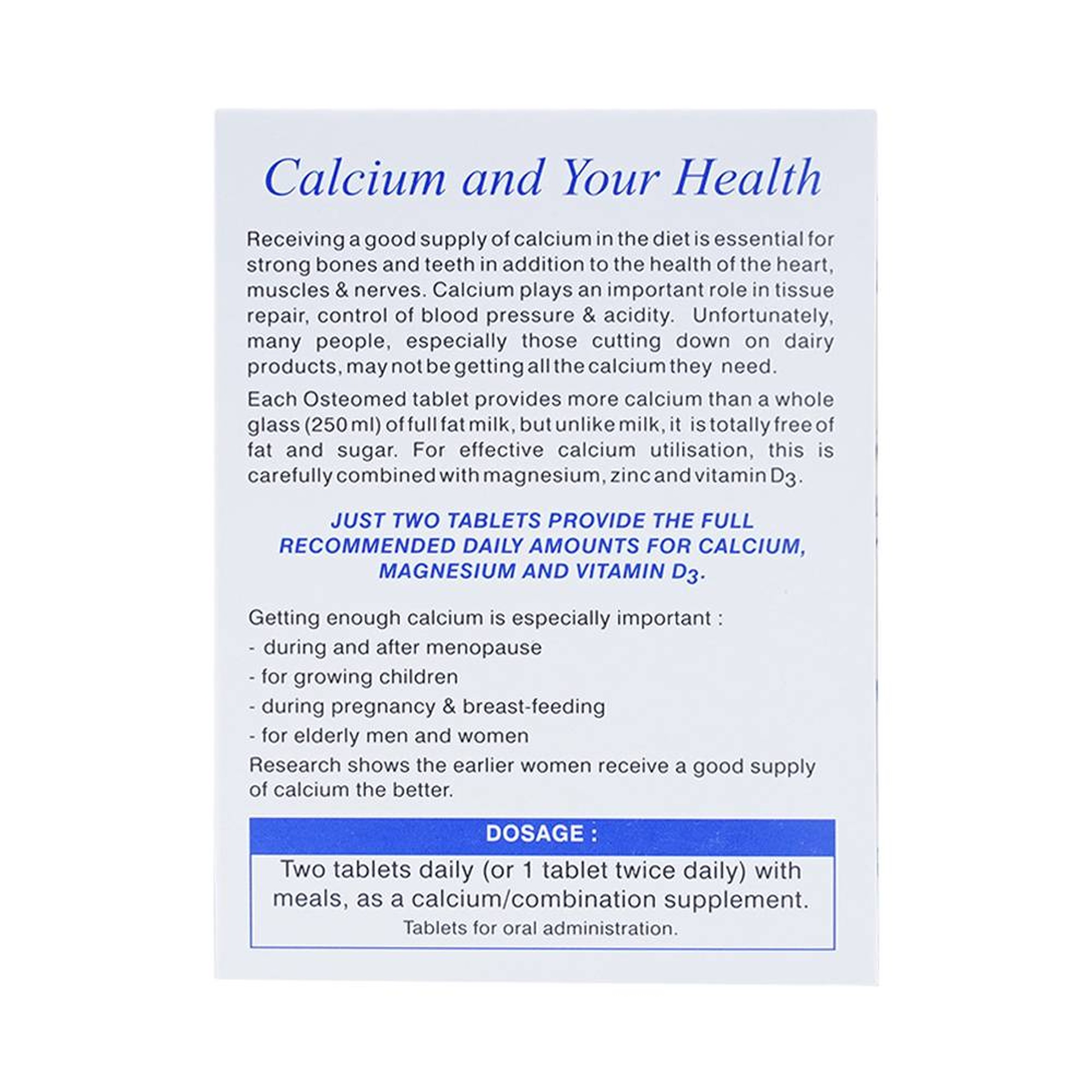 Viên nén Osteomed Meyer bổ sung canxi, Magne, kẽm, vitamin D3 và khoáng chất (2 vỉ x 15 viên)