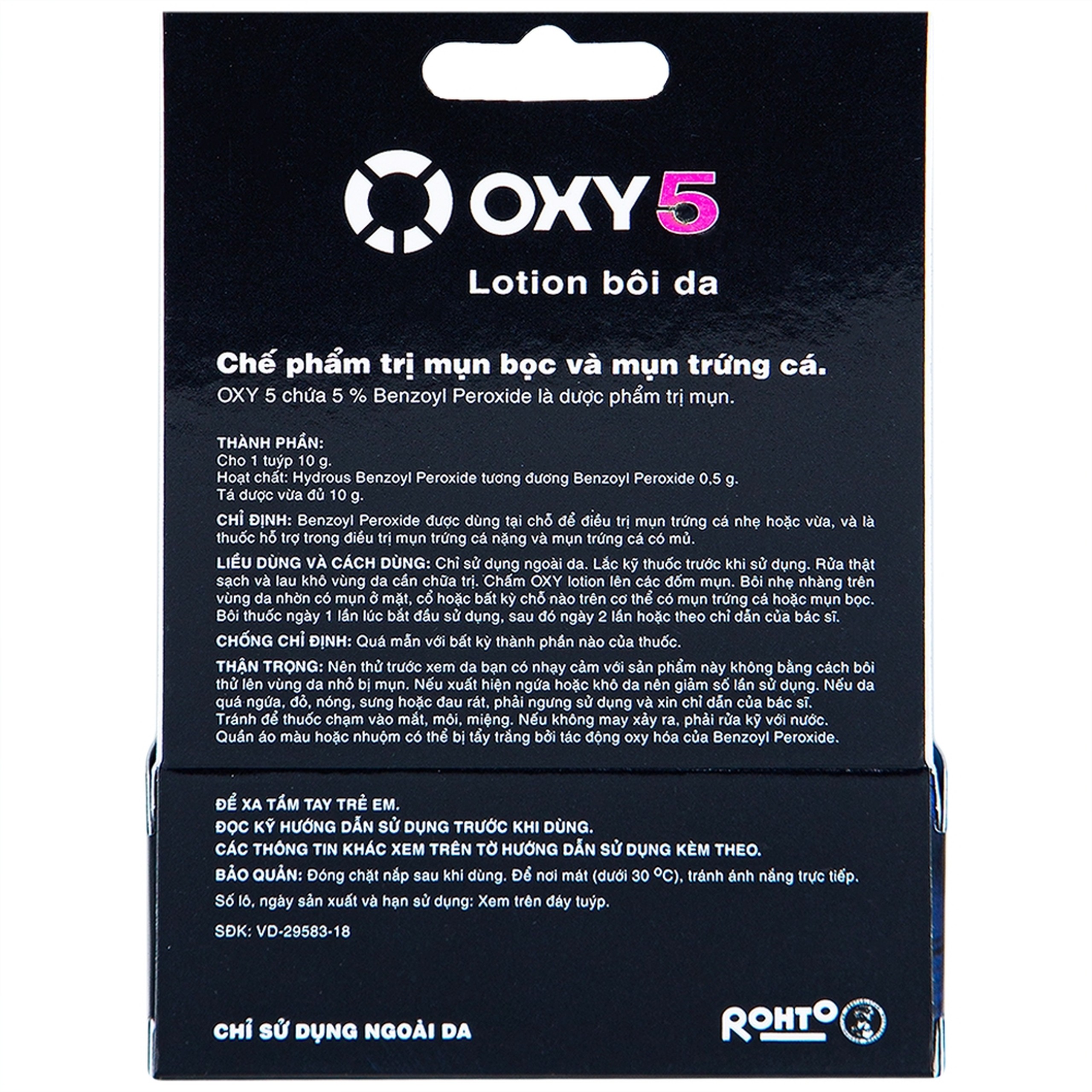 Lotion bôi da Oxy5 Rohto điều trị mụn bọc và mụn trứng cá (10g)