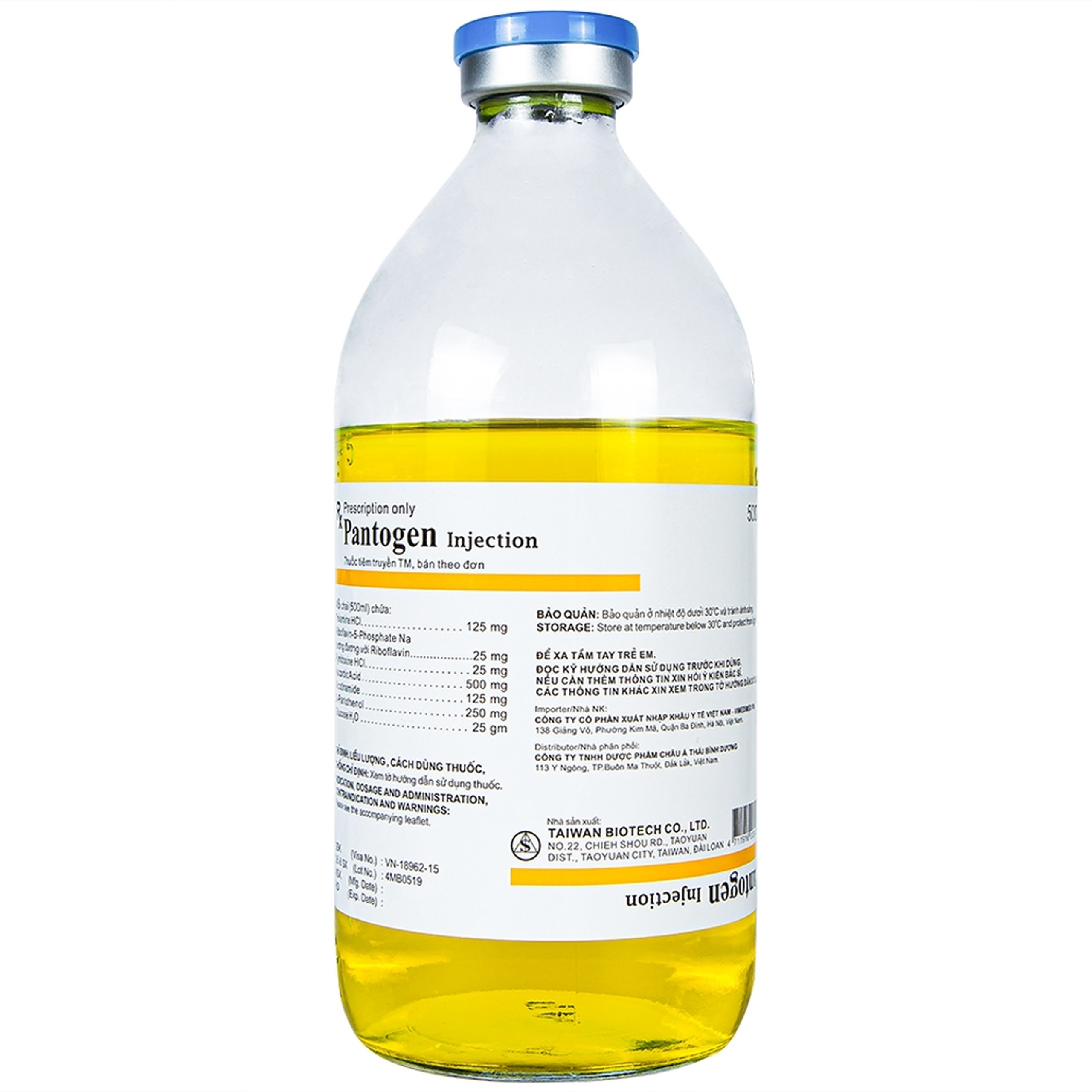 Dịch truyền Pantogen Taiwan Biotech bổ sung phức hợp vitamin B, C, glucose (20 chai x 250ml)