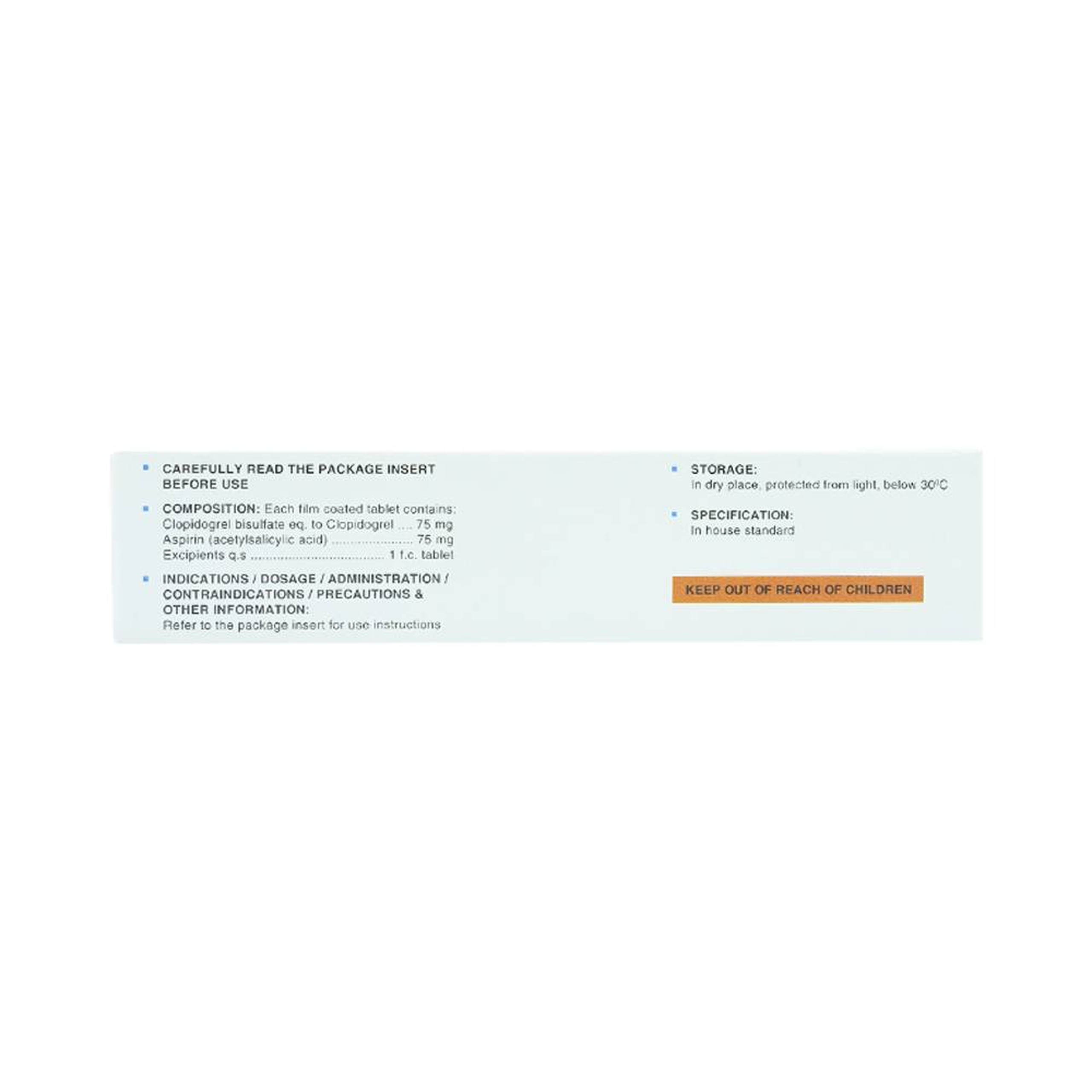 Viên nén Pfertzel 75mg/75mg DaViPharm dự phòng nghẽn mạch huyết khối, điều trị nhồi máu cơ tim (3 vỉ x 10 viên)