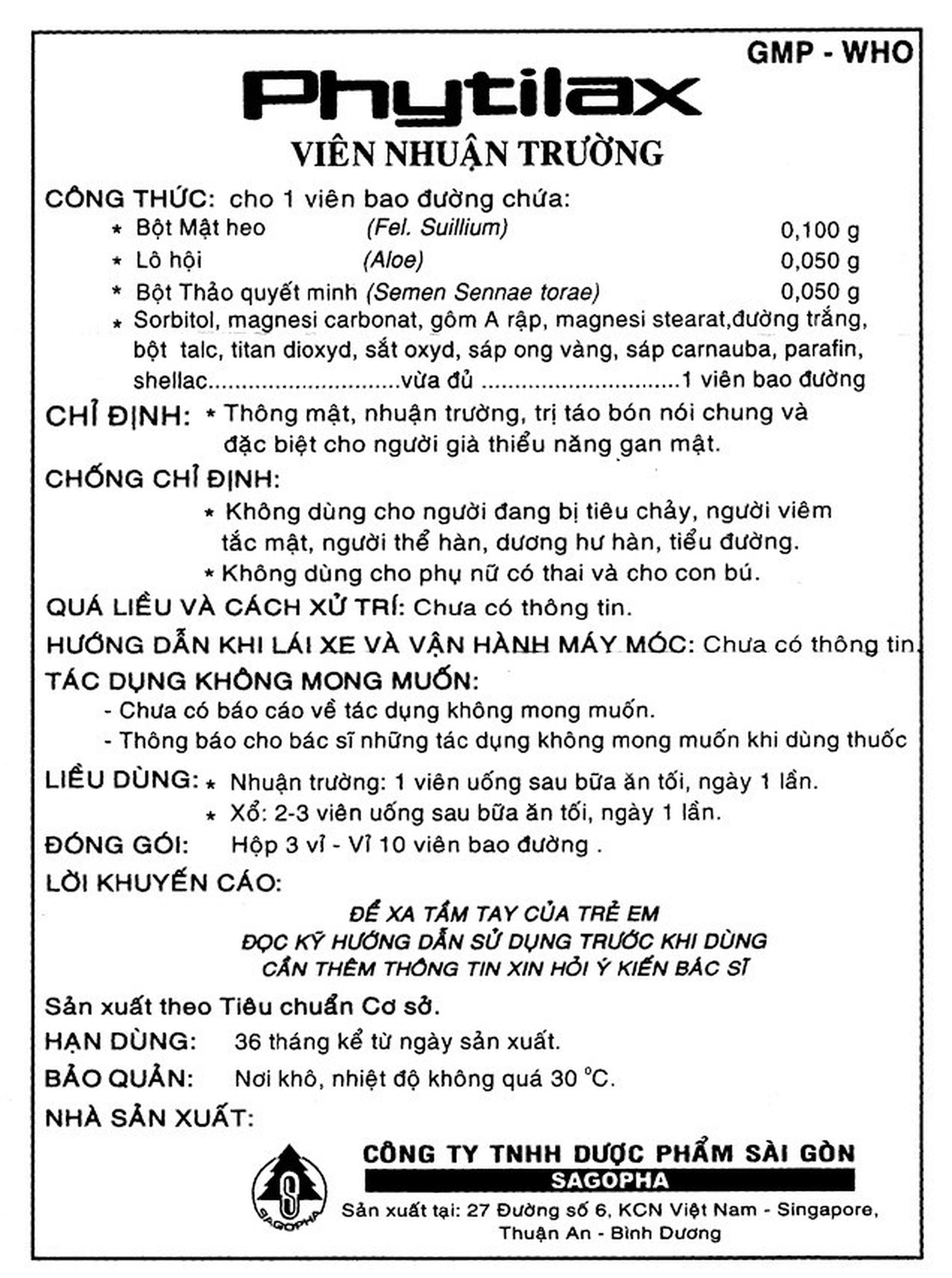 Viên nhuận trường Phytilax Sagopha thông mật, điều trị táo bón (3 vỉ x 10 viên)