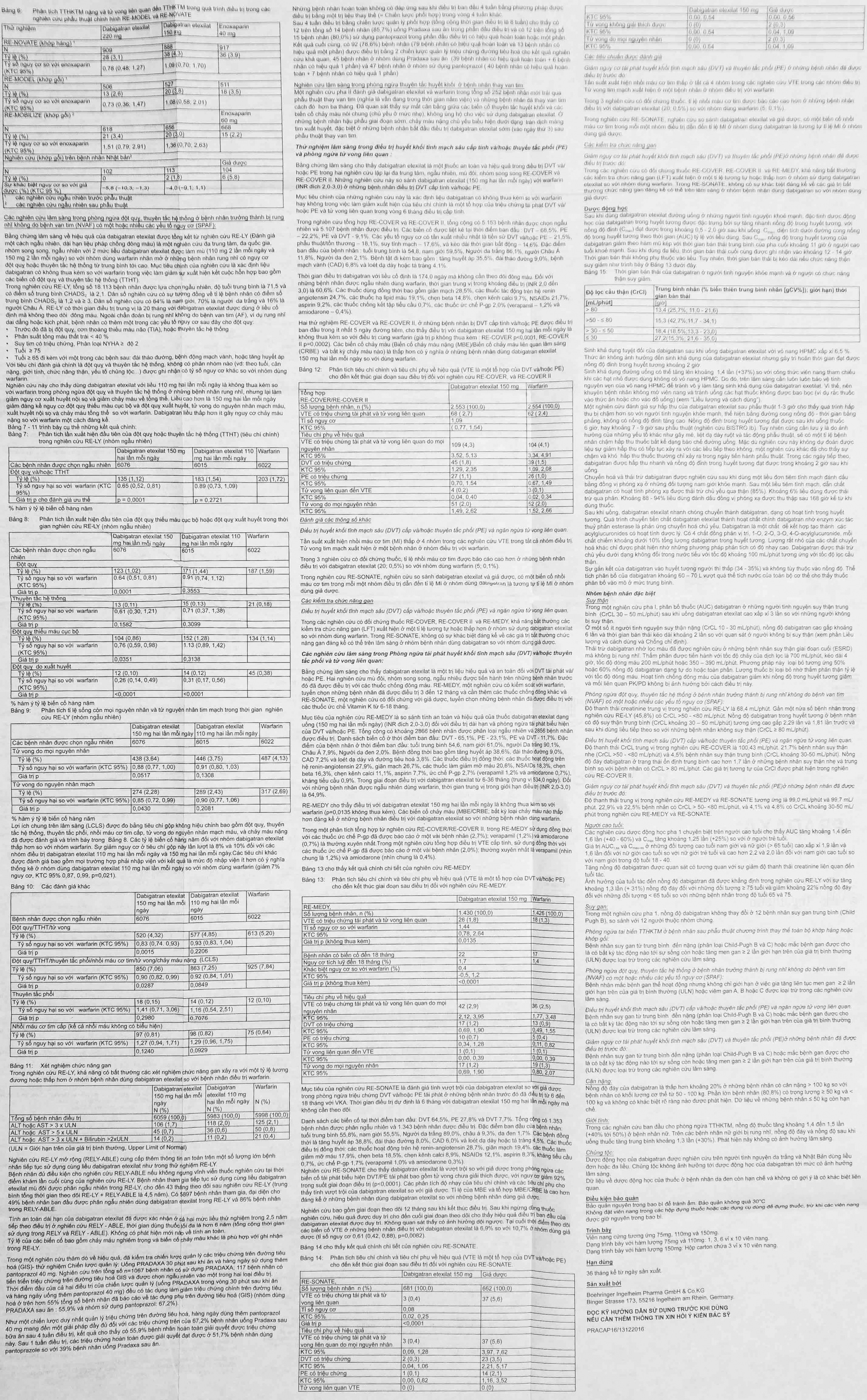 Viên nang cứng Pradaxa 110mg Boehringer phòng ngừa tai biến, đột quỵ (3 vỉ x 10 viên)