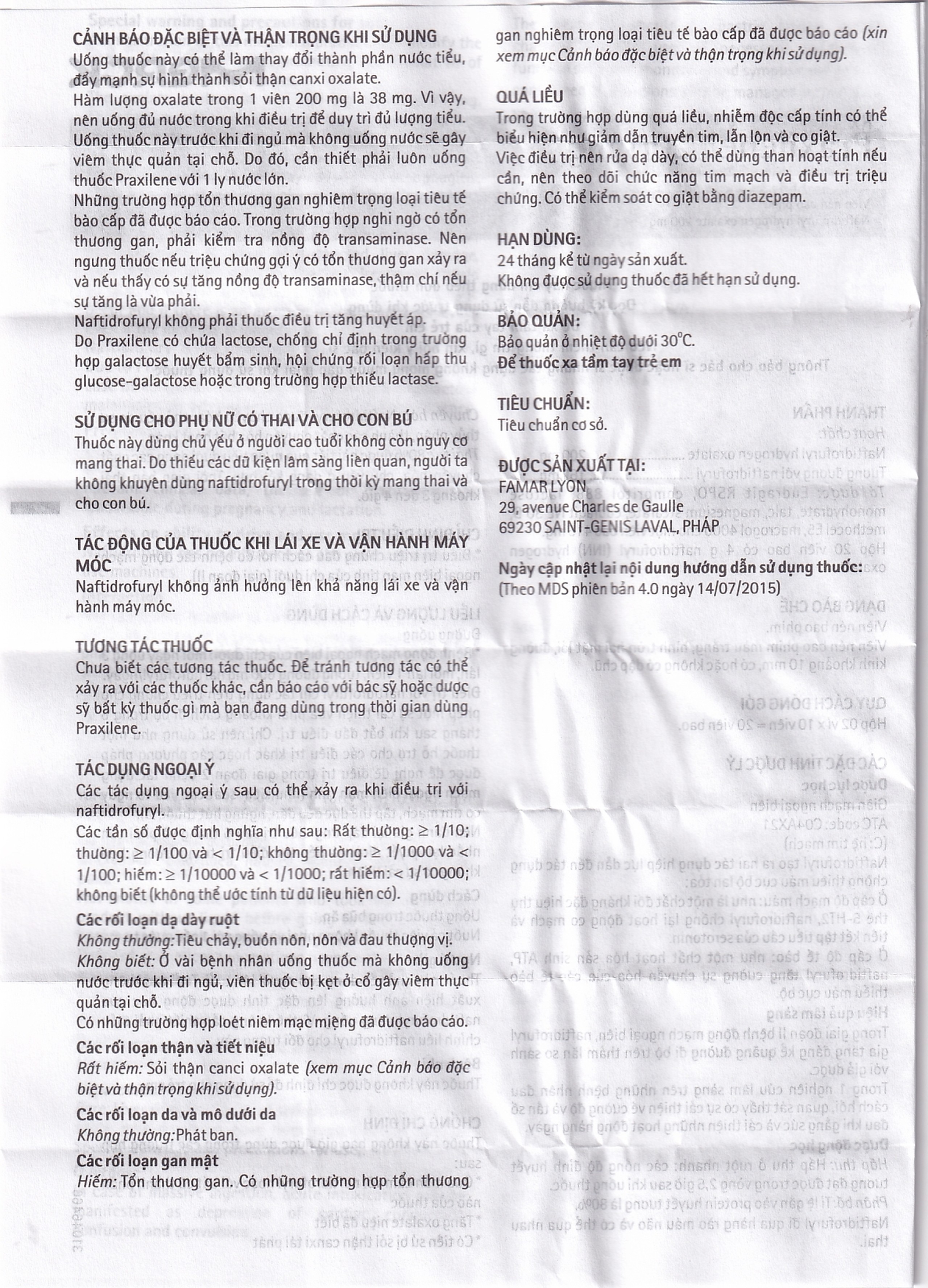 Viên nén Praxilene 200mg Merck điều trị viêm động mạch tắc nghẽn mãn tính (2 vỉ x 10 viên)