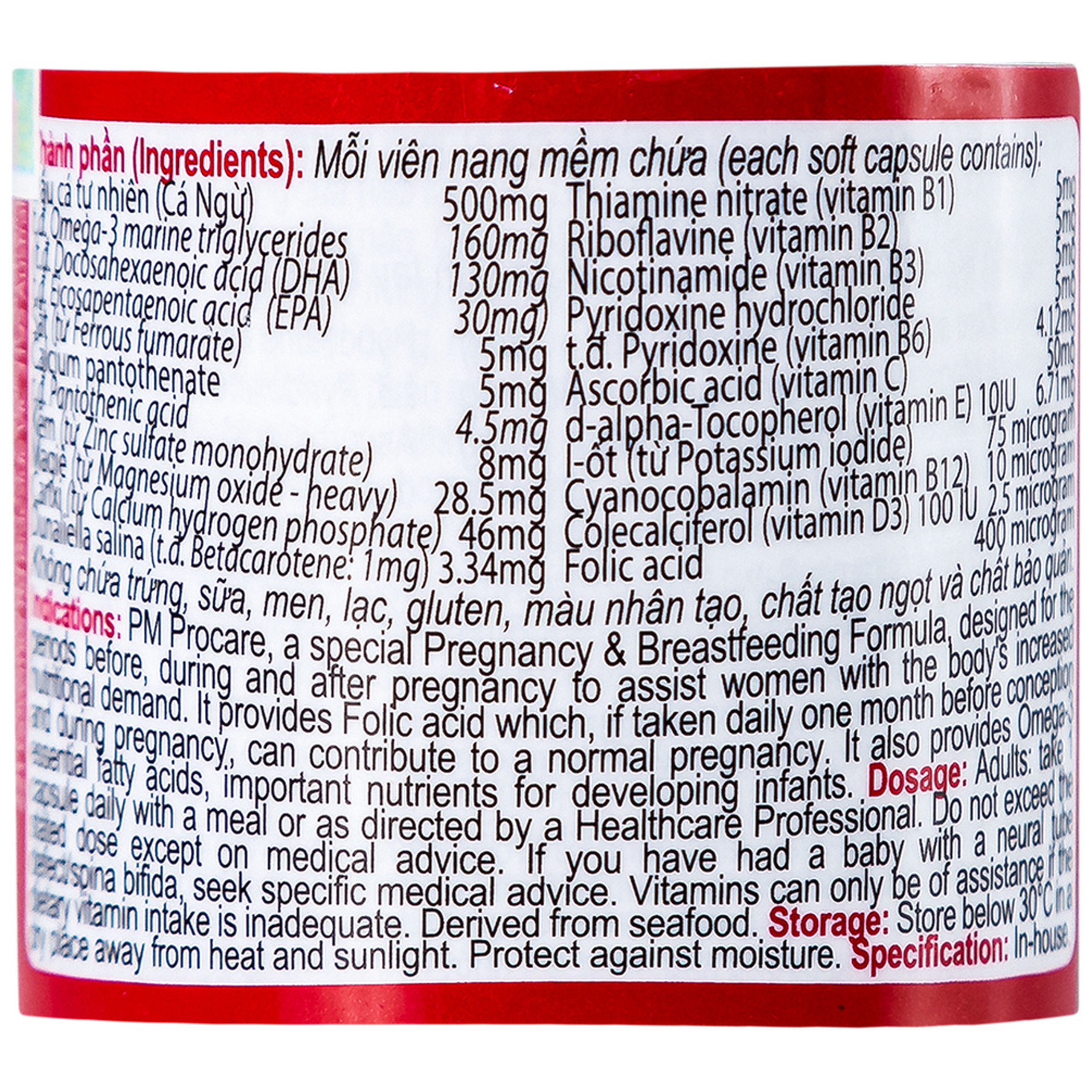 Thuốc PM Procare Catalent bổ sung DHA, EPA, Vitamin và khoáng chất (30 viên)