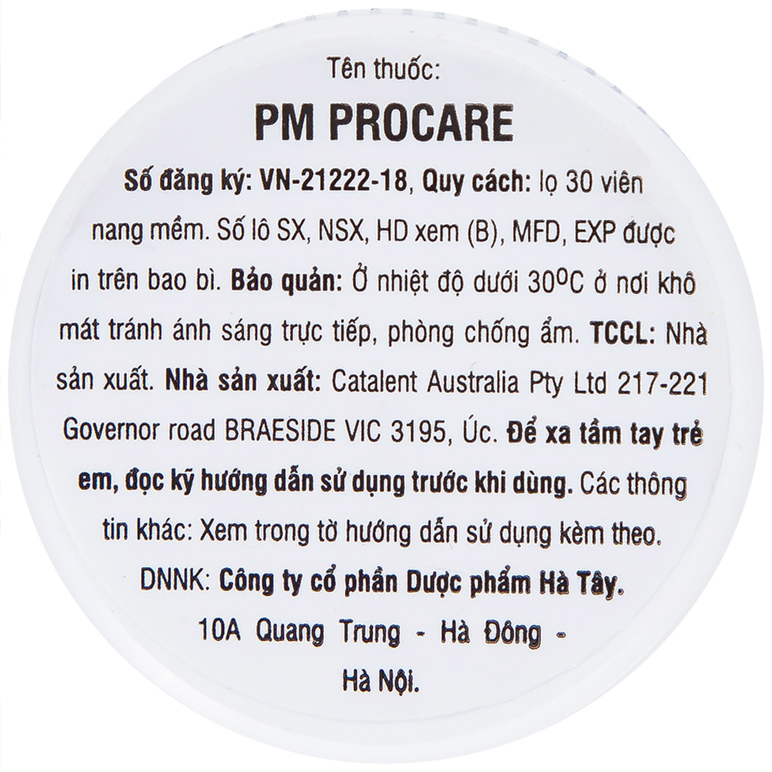 Thuốc PM Procare Catalent bổ sung DHA, EPA, Vitamin và khoáng chất (30 viên)