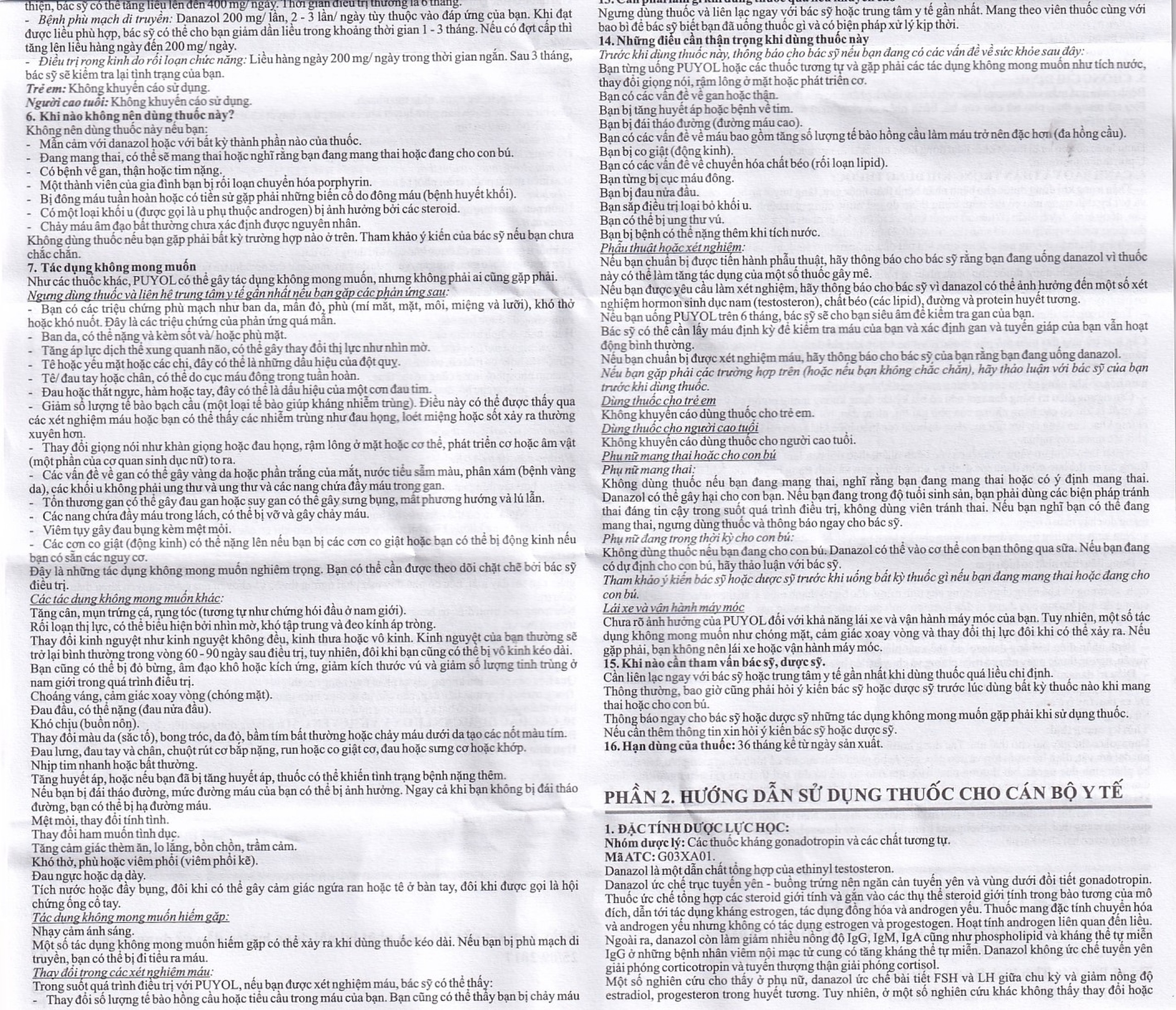 Thuốc Puyol 200mg Davipharm điều trị lạc nội mạc tử cung (3 vỉ x 10 viên)