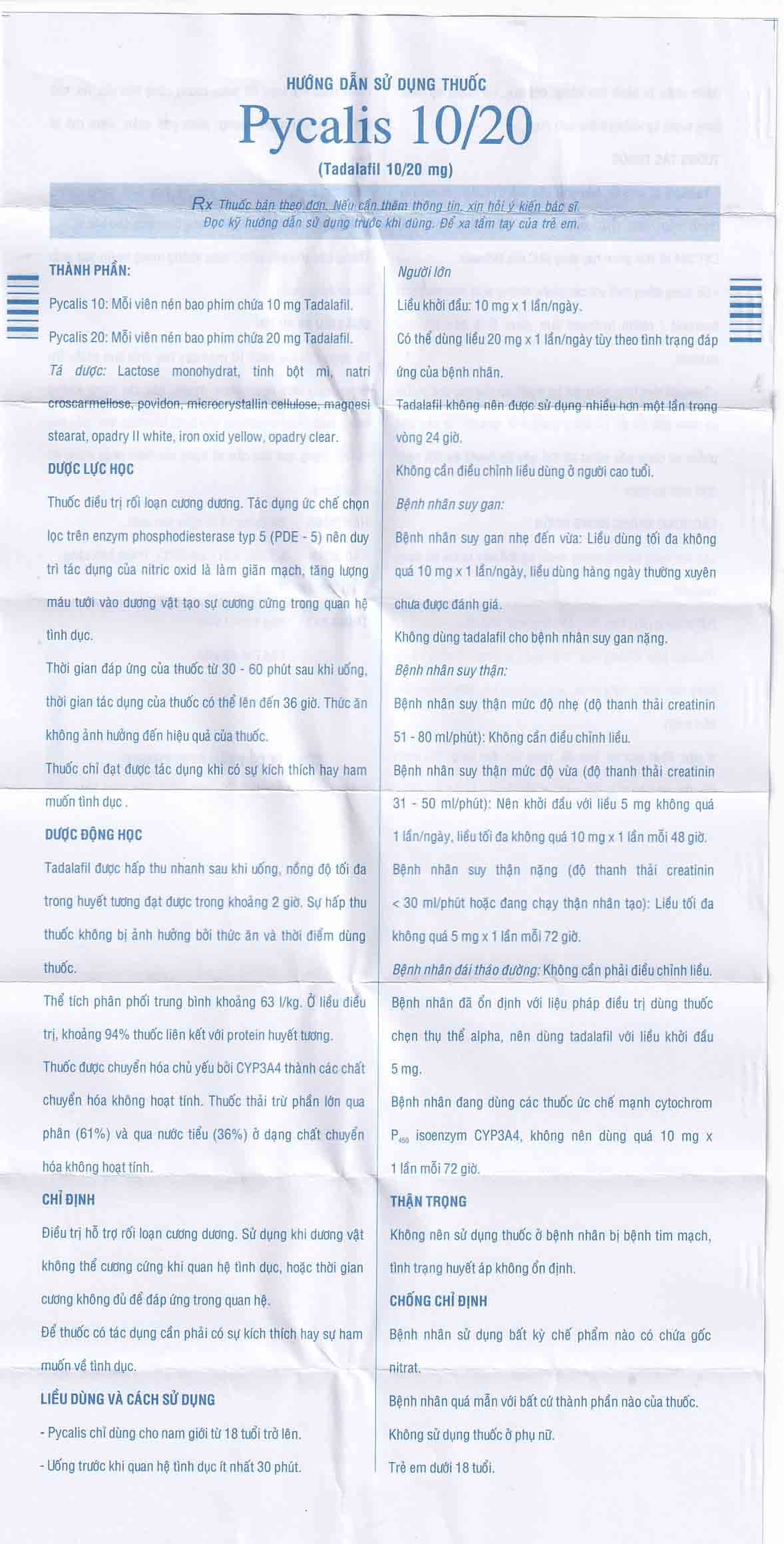 Thuốc Pycalis 10 Pymepharco điều trị rối loạn cương dương (1 vỉ x 1 viên)