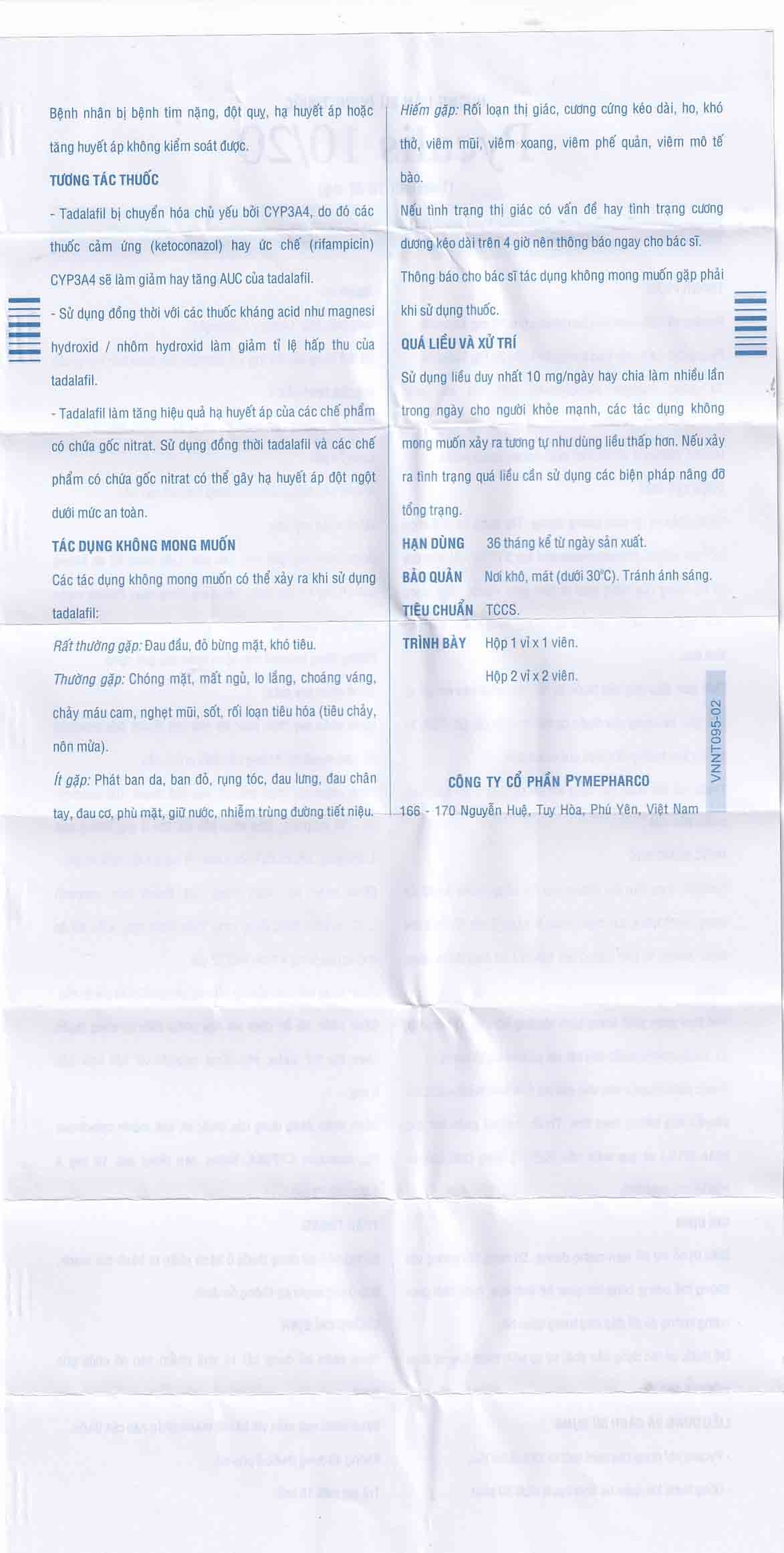 Thuốc Pycalis 10 Pymepharco điều trị rối loạn cương dương (1 vỉ x 1 viên)