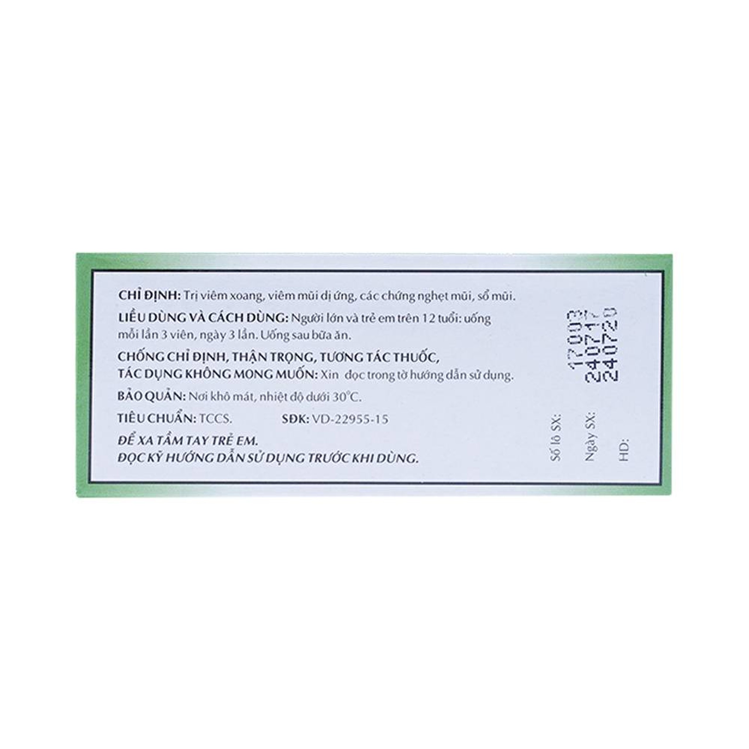 Thuốc Rhinassin-OPC điều trị viêm xoang, viêm mũi dị ứng (5 vỉ x 10 viên)