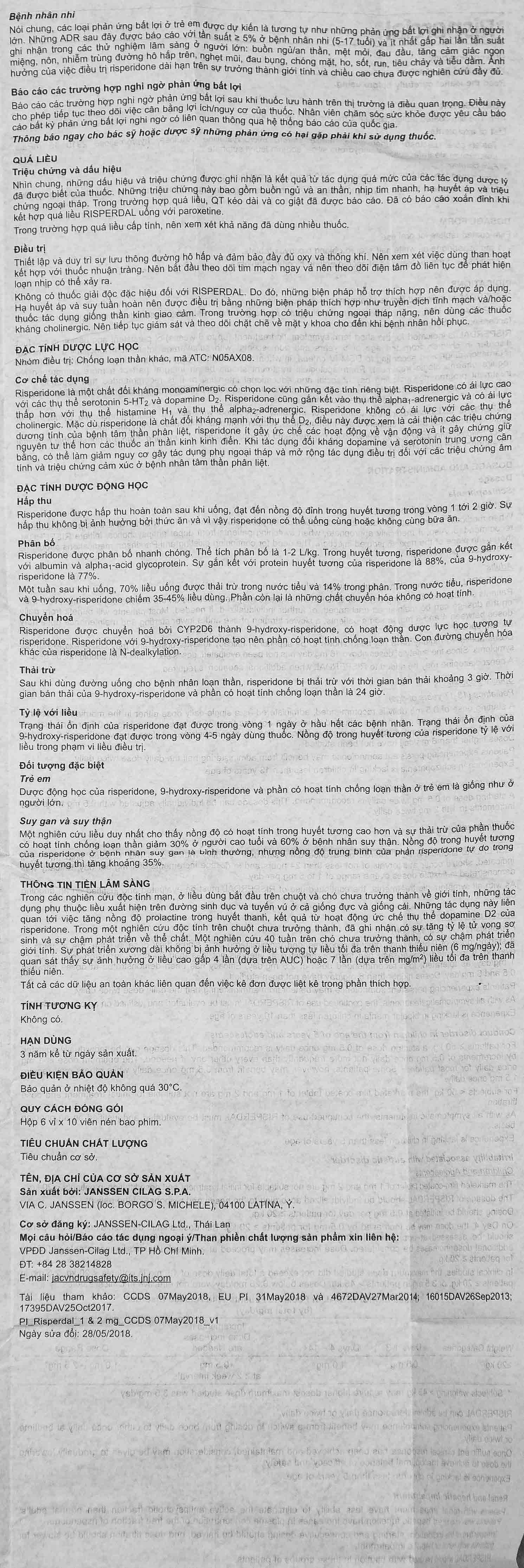Thuốc Risperdal 1mg Janssen điều trị bệnh tâm thần phân liệt (6 vỉ x 10 viên)