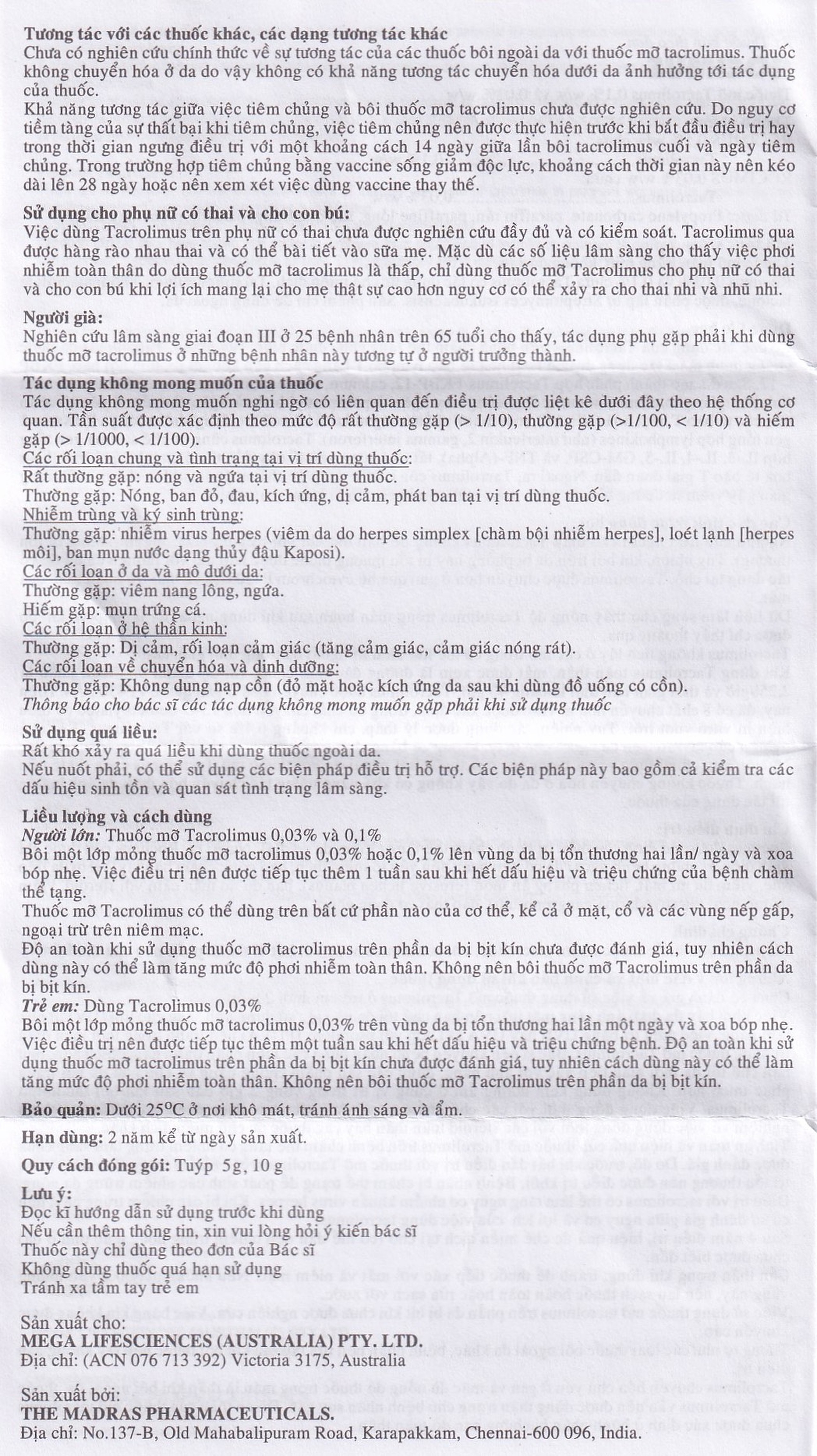 Thuốc mỡ bôi da Rocimus 0.03% MEGA We care điều trị viêm da cơ địa (10g)