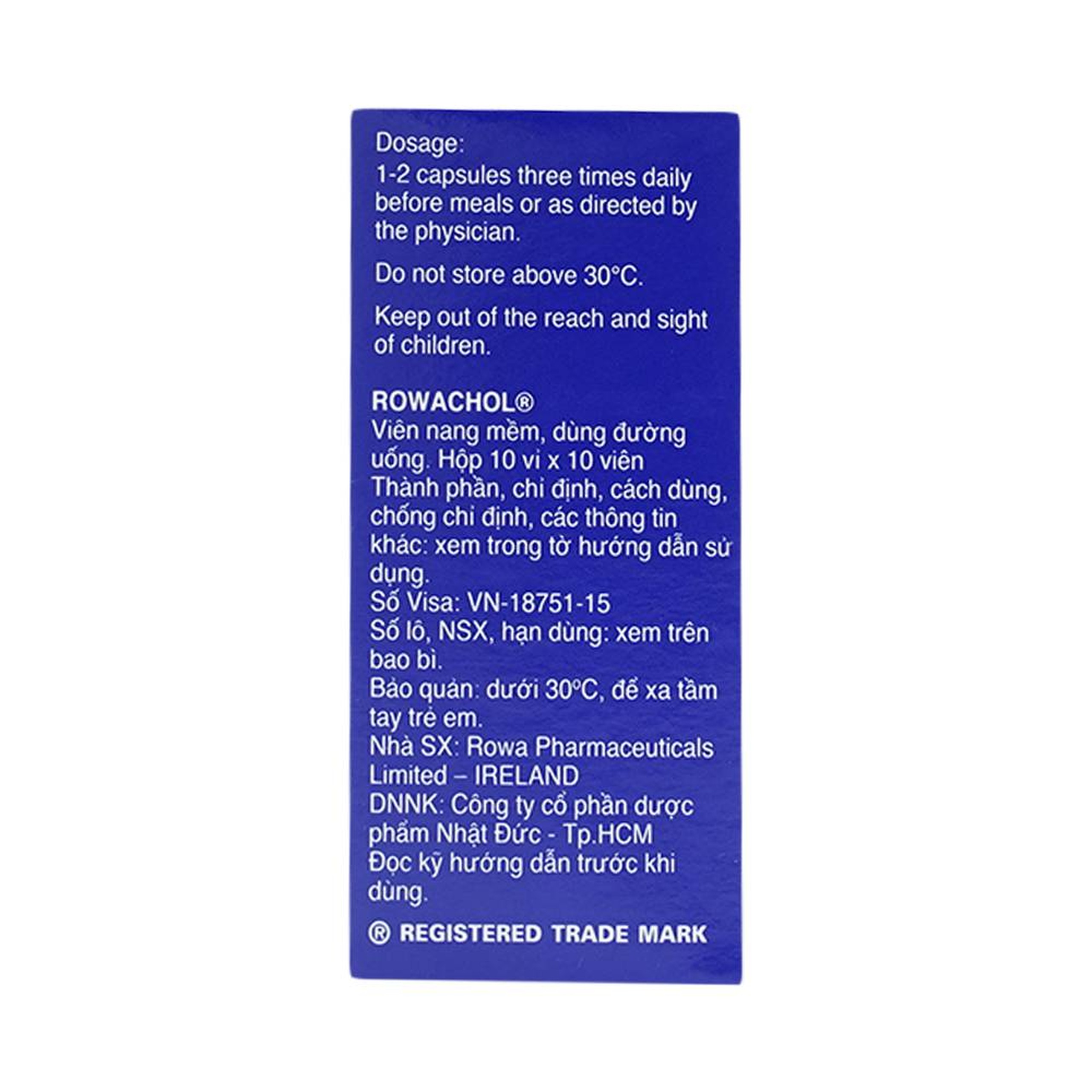 Thuốc Rowachol Rowa điều trị làm tan sỏi đường mật (10 vỉ x 10 viên)