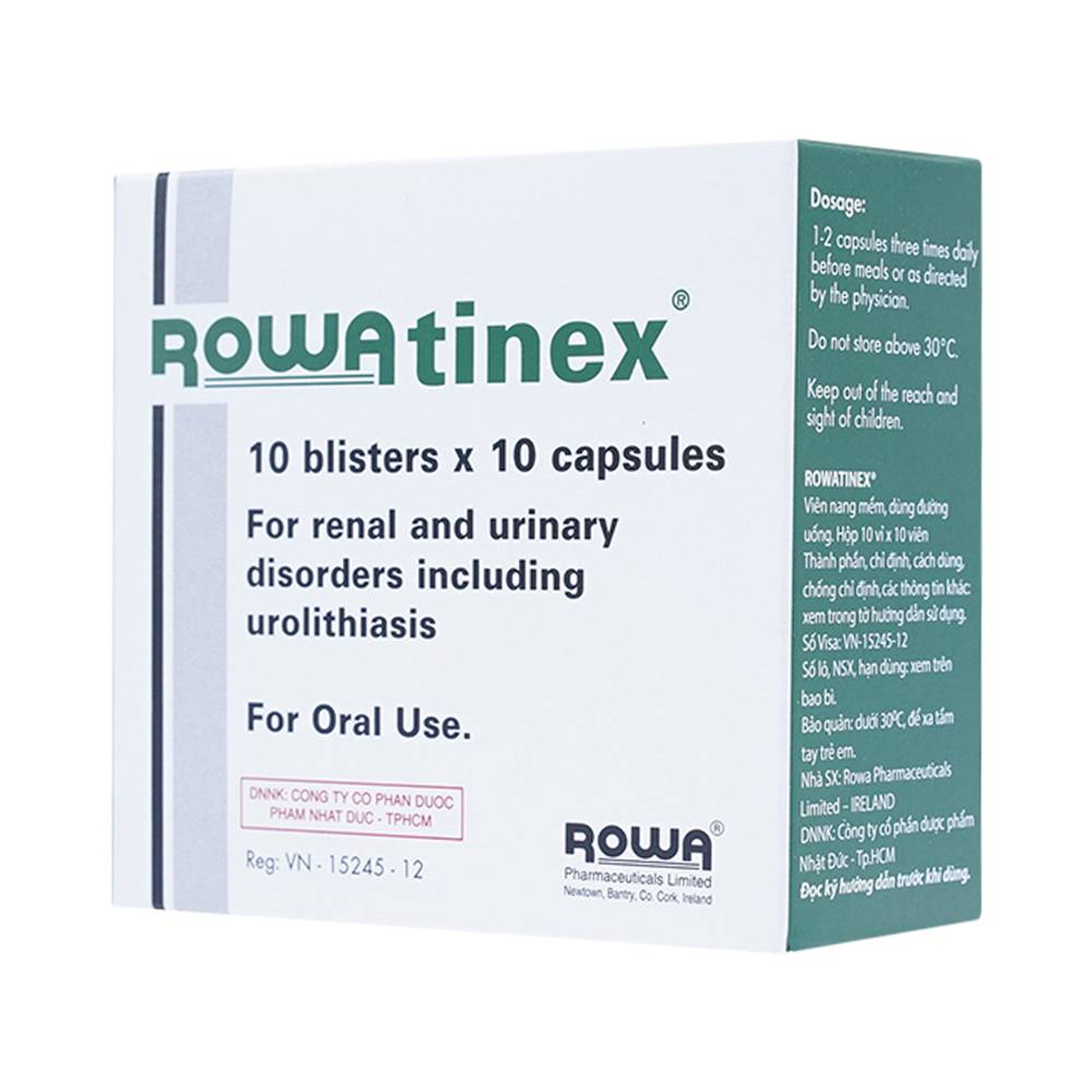 Thuốc Rowatinex Rowa điều trị bệnh sỏi niệu, sỏi thận (10 vỉ x 10 viên)