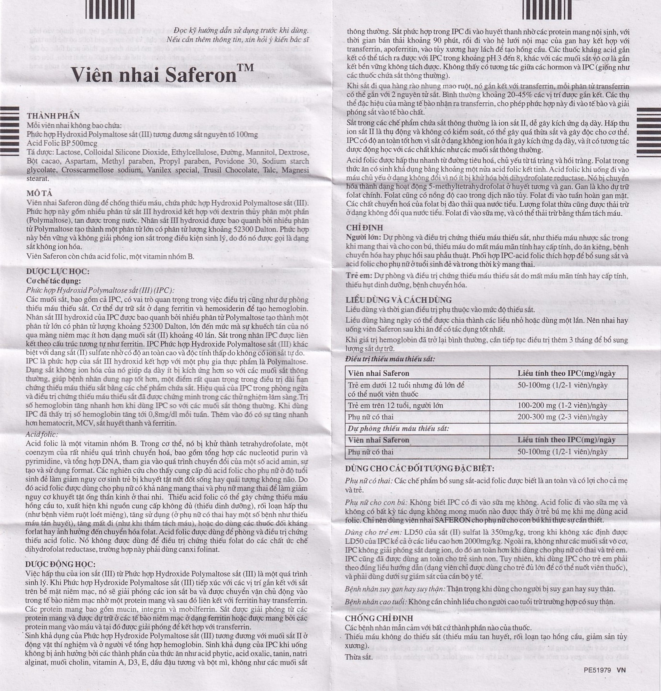 Viên nhai Saferon Glenmark dự phòng và điều trị chứng thiếu máu thiếu sắt (3 vỉ x 10 viên)