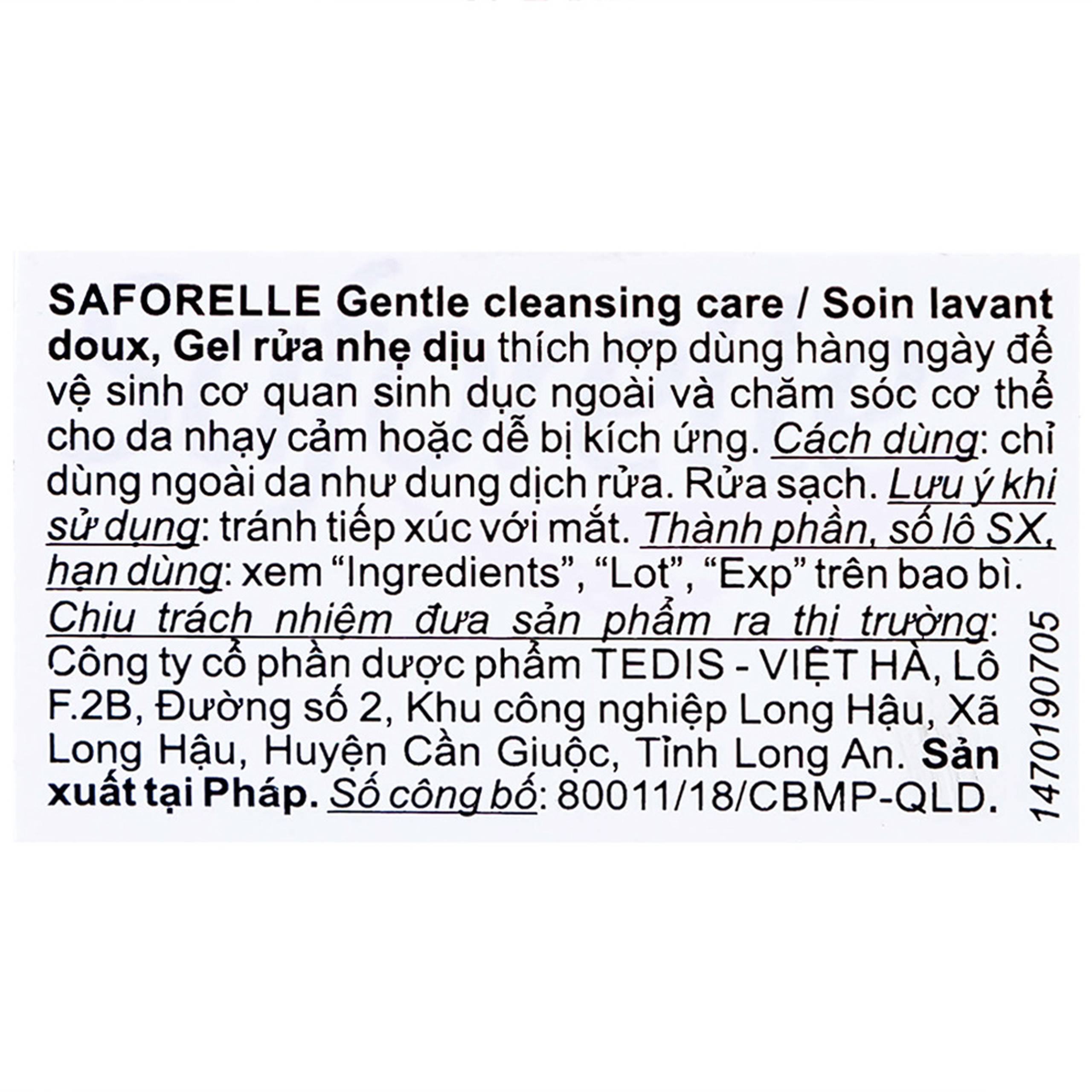 Dung dịch vệ sinh phụ nữ Saforelle Gentle Cleansing Care làm sạch dịu nhẹ, bảo vệ vùng kín (250ml)